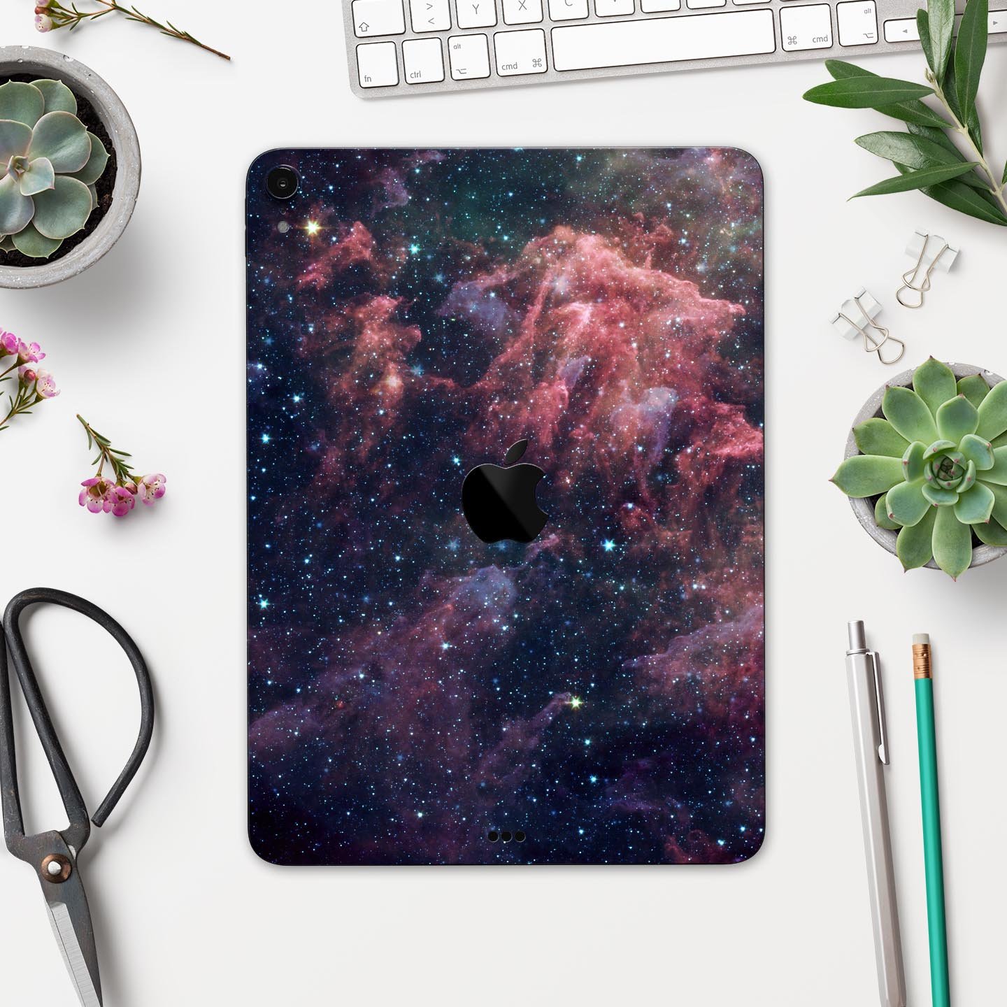 Colorful Deep Space Nebula skin decal for Apple iPad, showcasing vibrant cosmic design and premium finish.