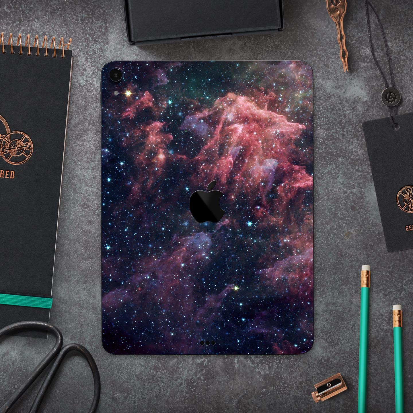 Colorful Deep Space Nebula skin decal for Apple iPad, showcasing vibrant cosmic design and premium finish.