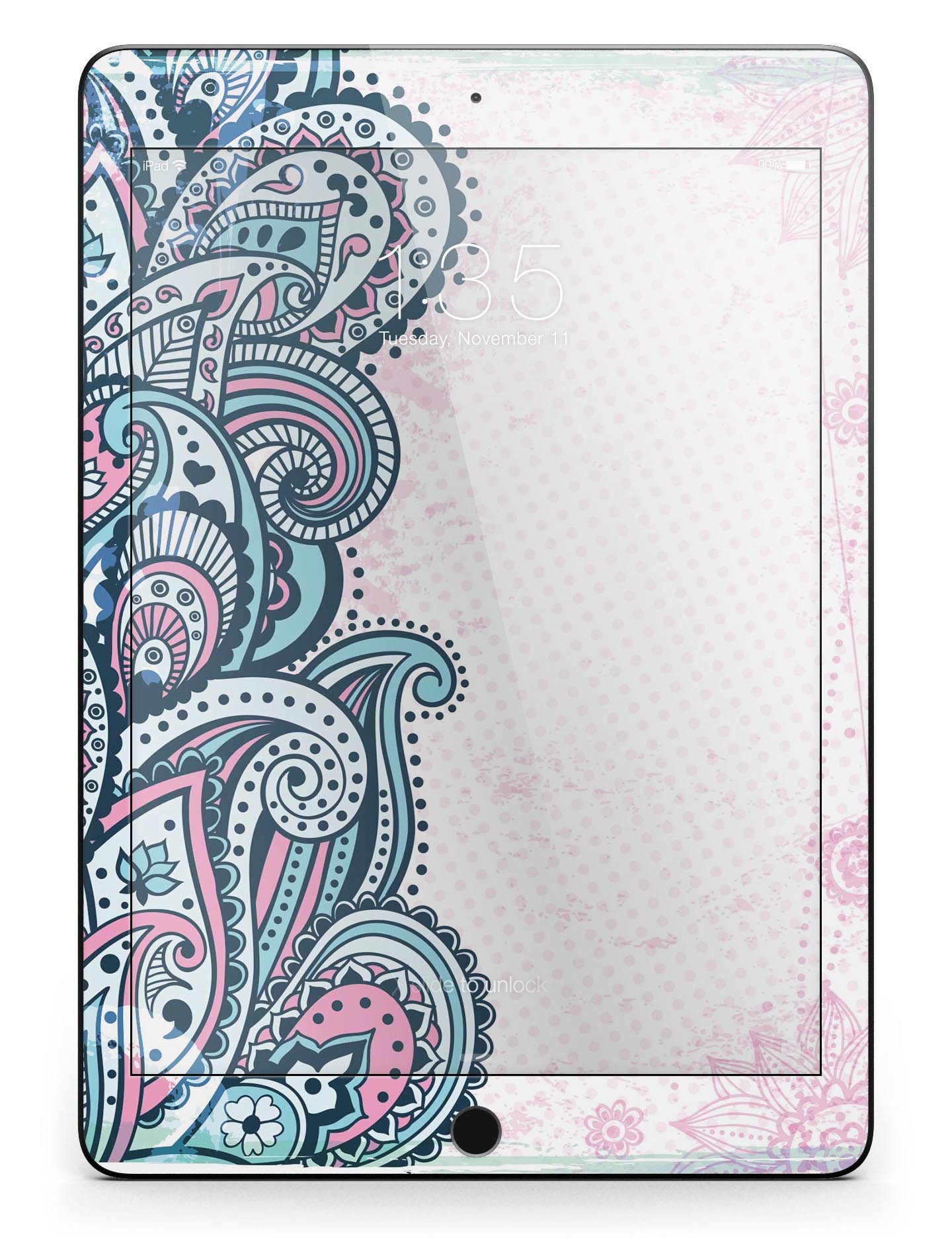 Colorful Ethnic Sprouts Full Body Skin for iPad Pro, showcasing vibrant ethnic patterns and premium vinyl material.