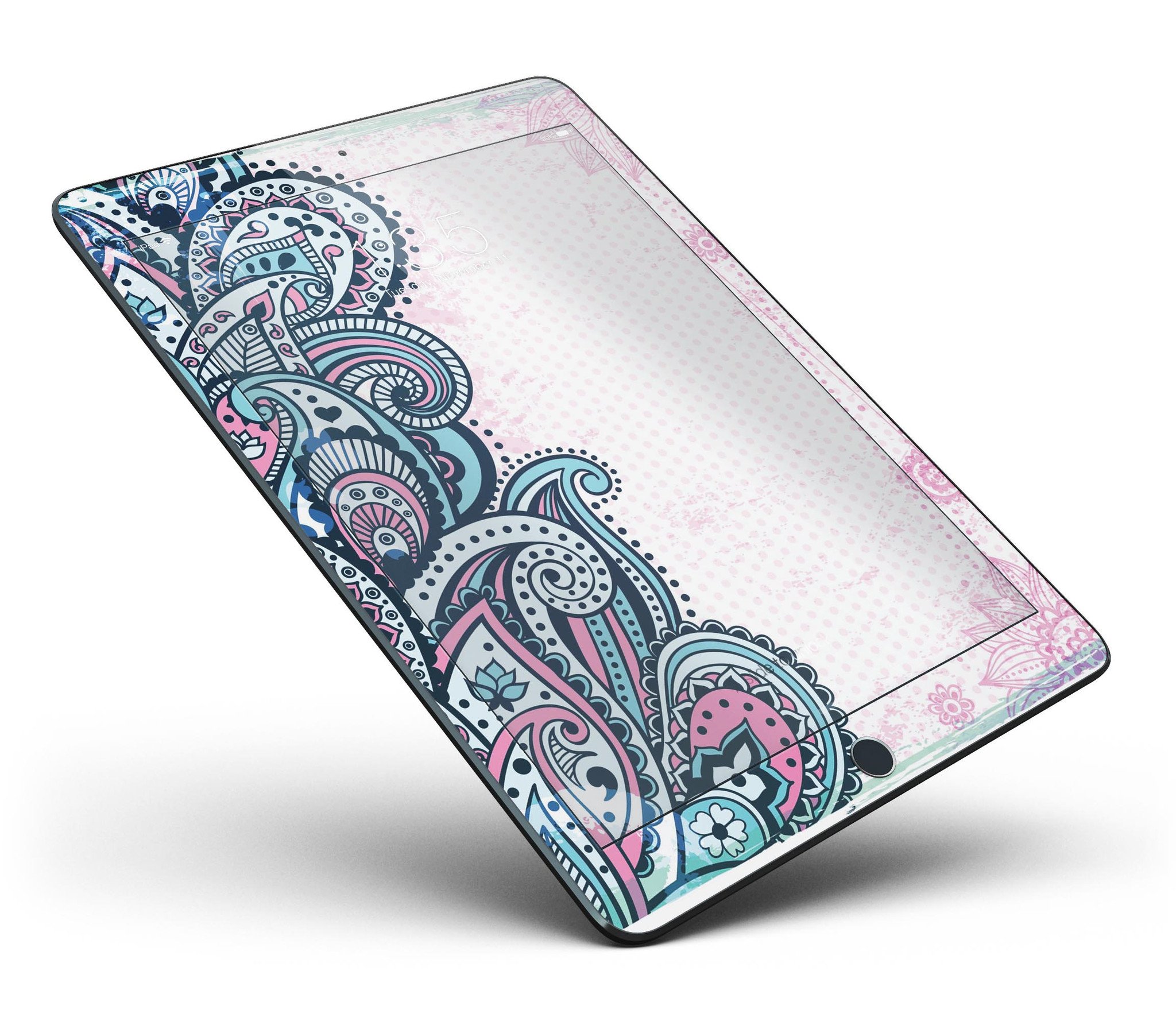 Colorful Ethnic Sprouts Full Body Skin for iPad Pro, showcasing vibrant ethnic patterns and premium vinyl material.