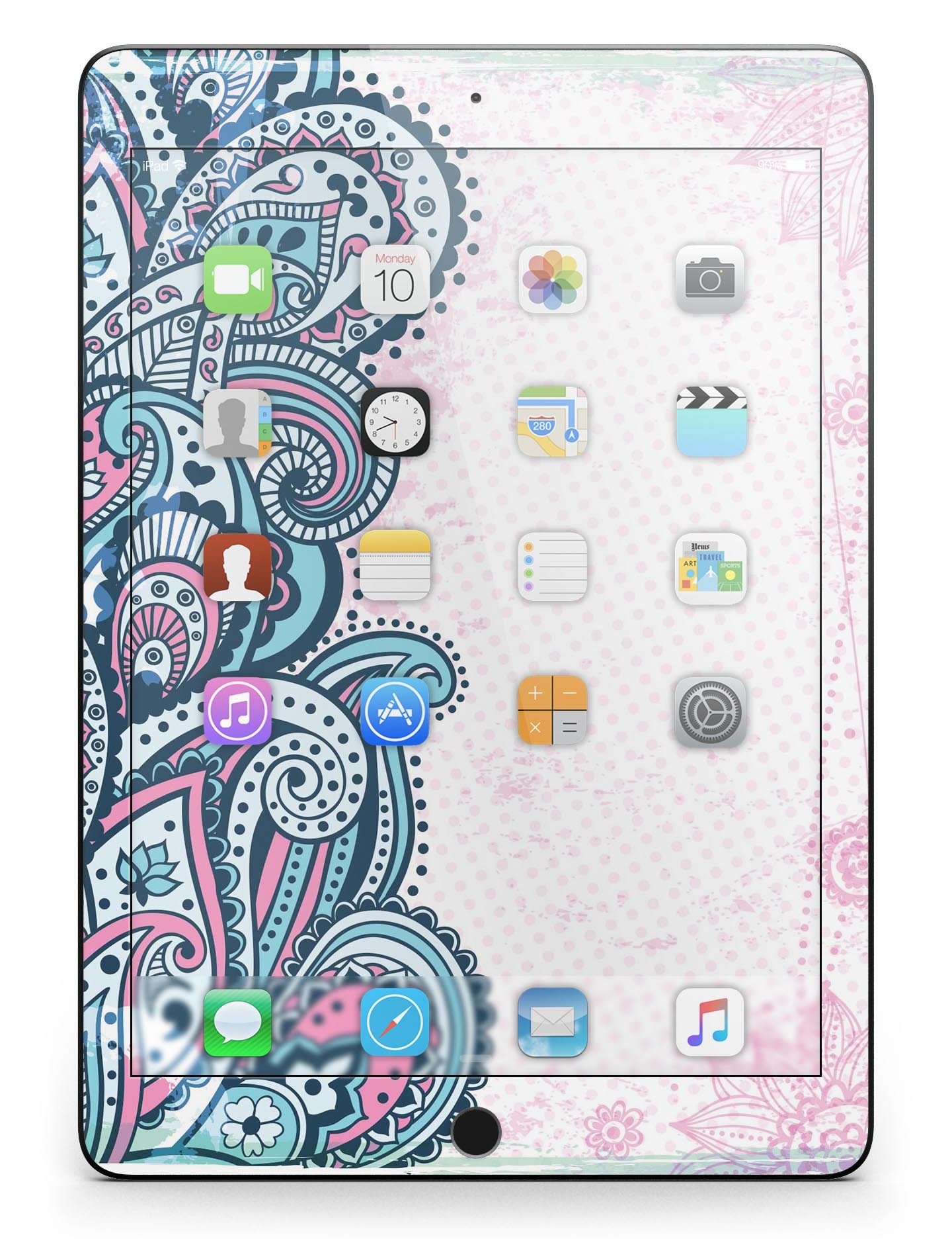 Colorful Ethnic Sprouts Full Body Skin for iPad Pro, showcasing vibrant ethnic patterns and premium vinyl material.
