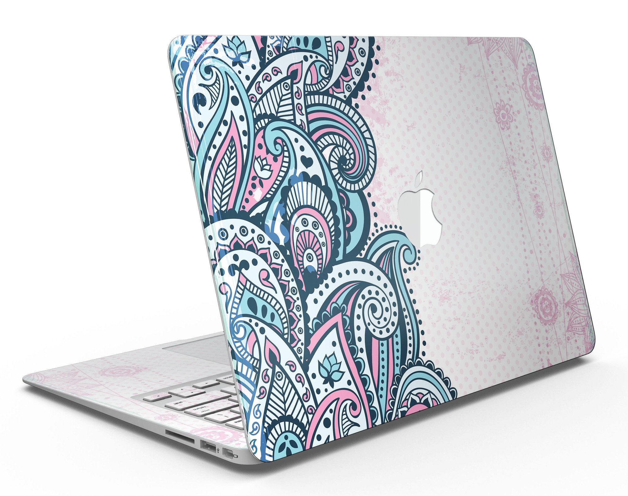 Colorful Ethnic Sprouts MacBook Air Skin Kit showcasing vibrant ethnic patterns on a sleek device.