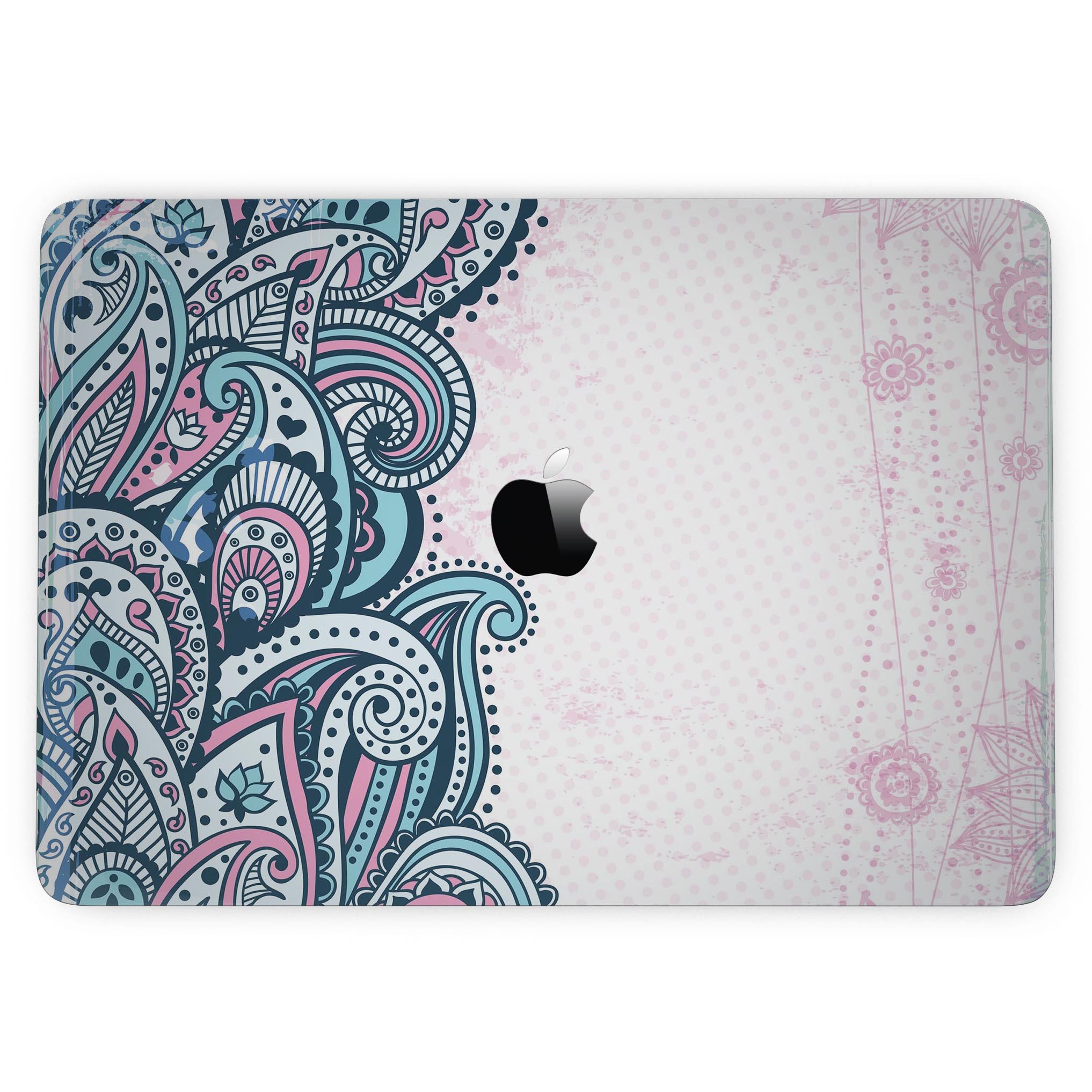 Colorful Ethnic Sprouts skin kit for MacBook Pro with Touch Bar, showcasing vibrant ethnic patterns and premium vinyl material.