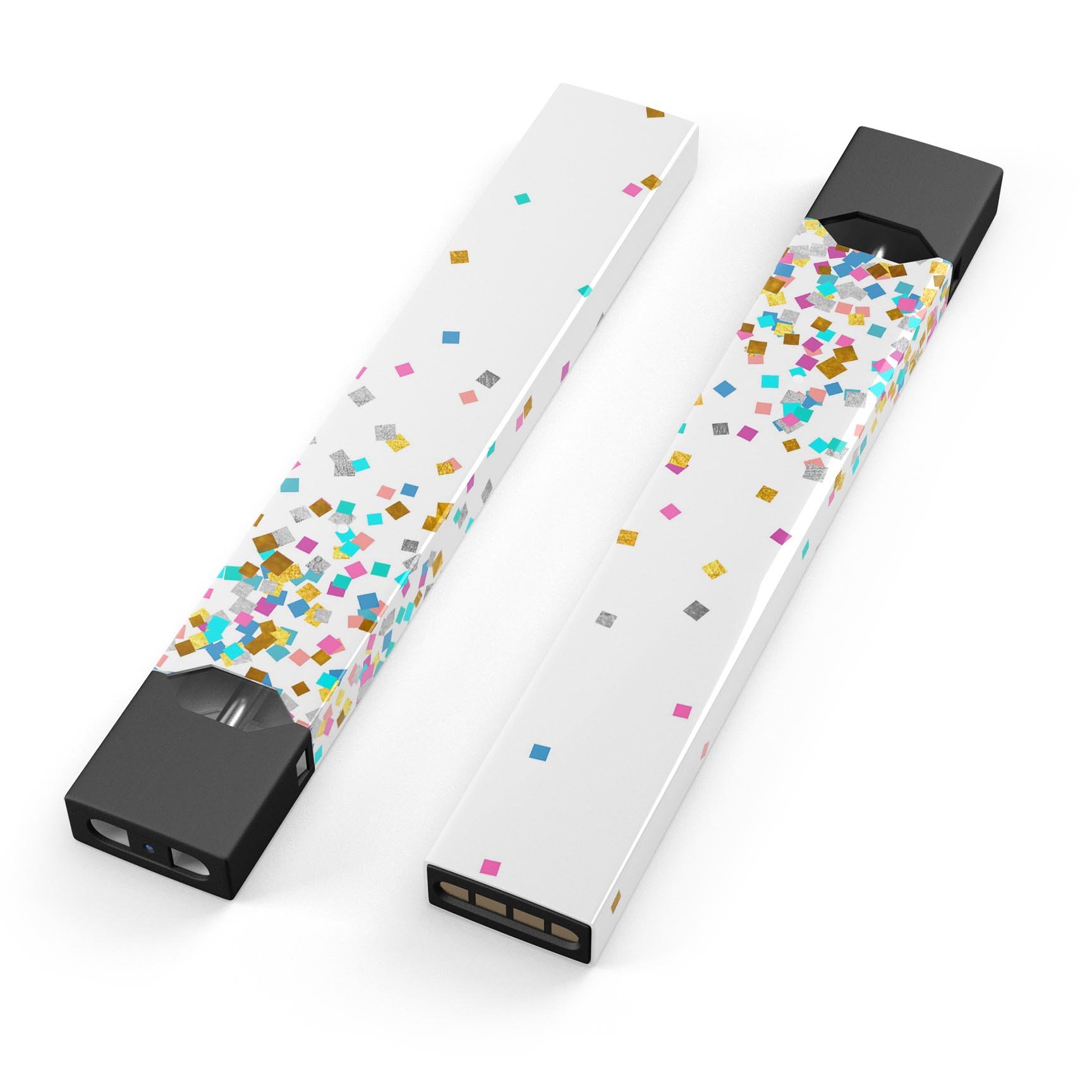 Colorful falling blocks decal for JUUL vaping device, showcasing vibrant colors on a white background.