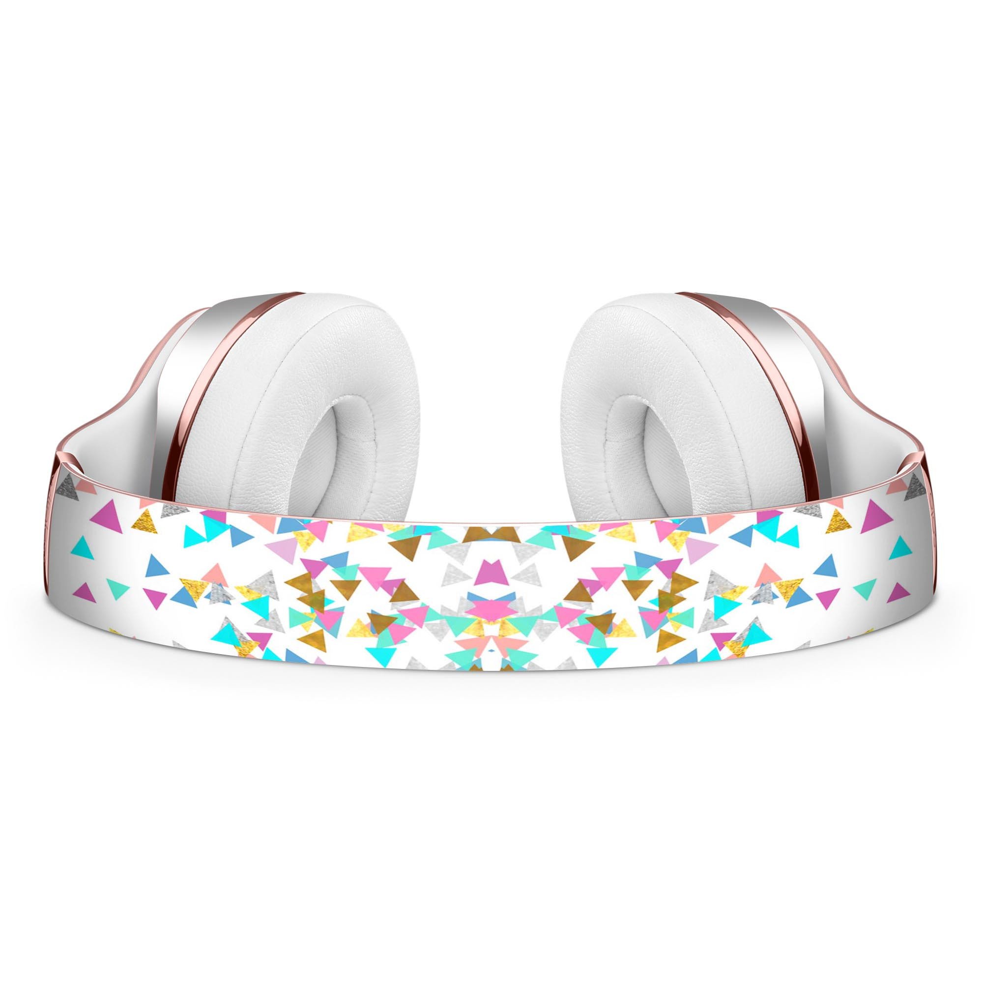 Colorful Falling Triangles Skin Kit for Beats by Dre Solo 3 Wireless Headphones, showcasing vibrant design and premium vinyl material.