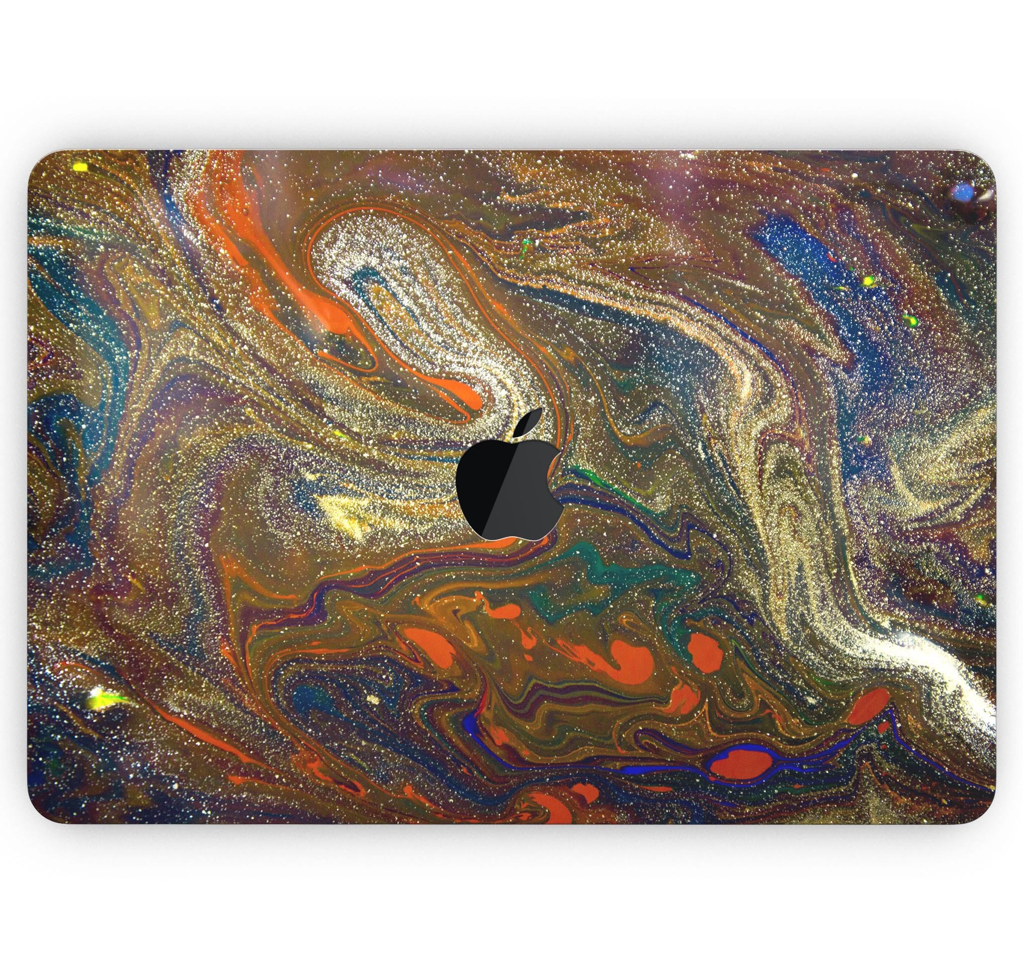 Colorful Gold Mixed Acrylic Skin Decal Wrap Kit for Apple MacBook, showcasing vibrant design and premium vinyl material.