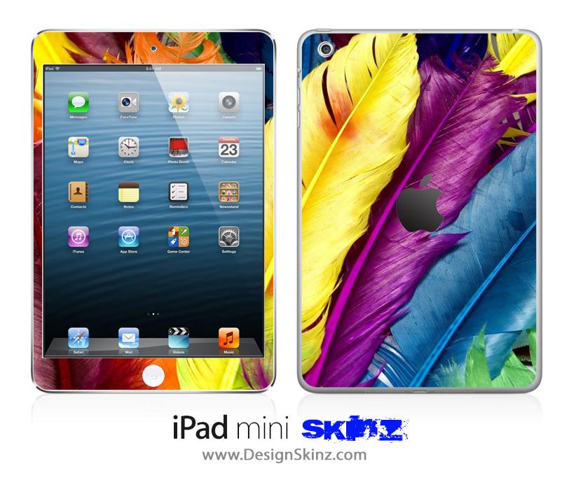 Colorful HD Feathers iPad Skin featuring vibrant feather designs, providing stylish protection for your device.