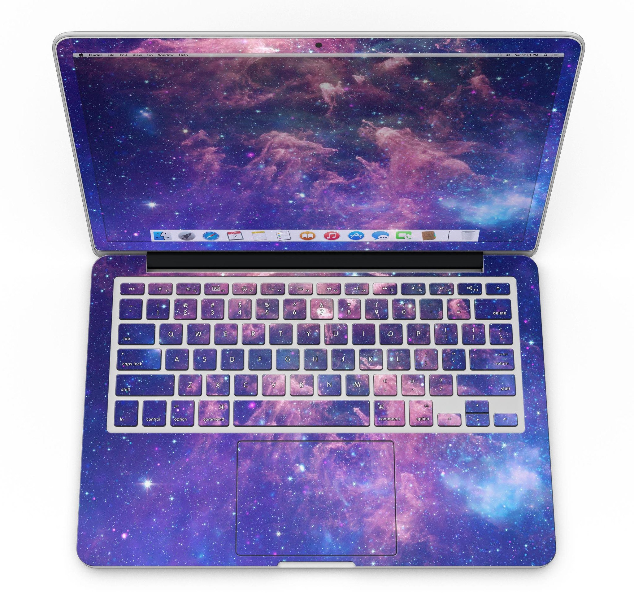 Colorful nebula skin for MacBook Pro with Retina Display, showcasing vibrant colors and a sleek design.