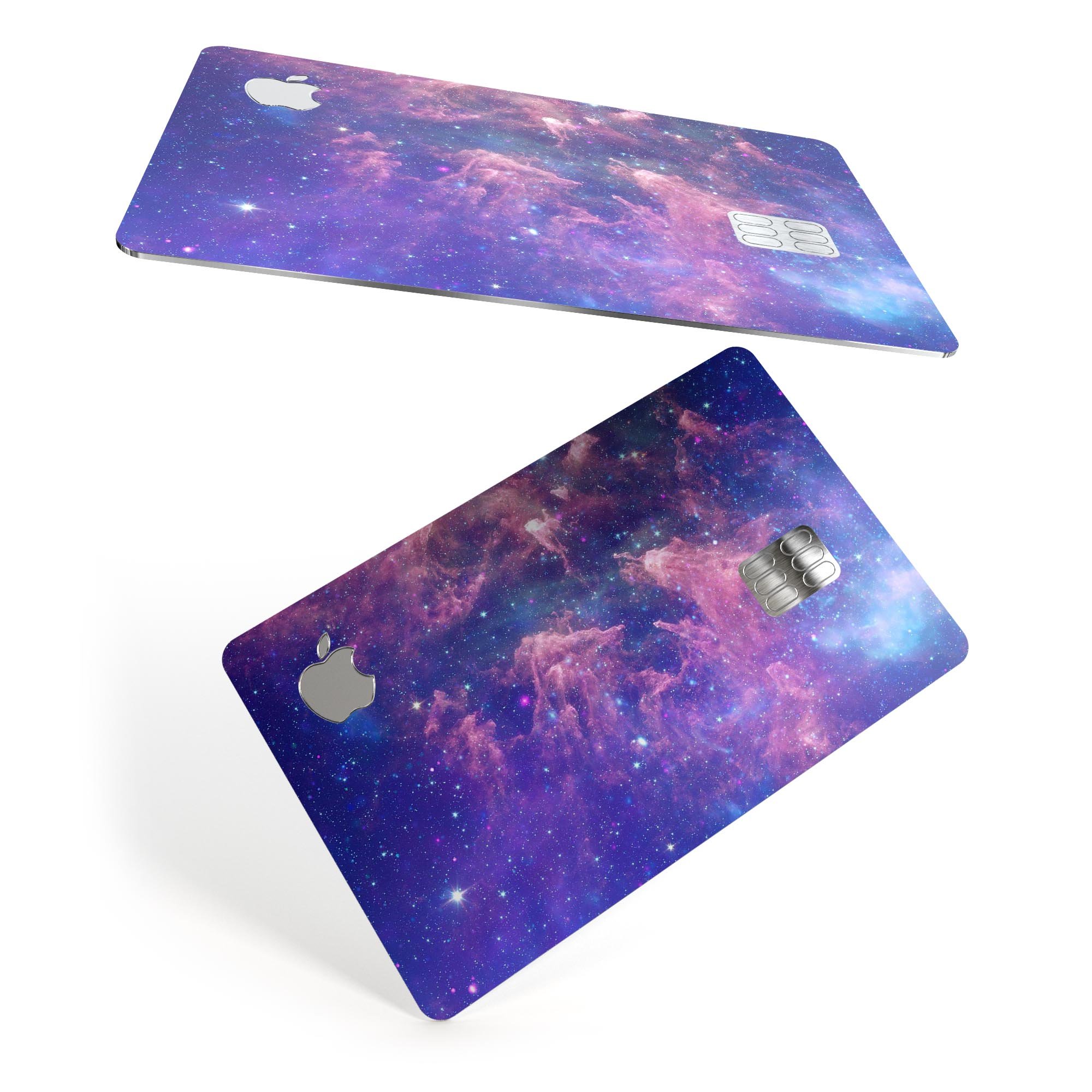 Colorful Nebula Premium Protective Decal Skin-Kit for Apple Card, showcasing vibrant colors and a sleek design.
