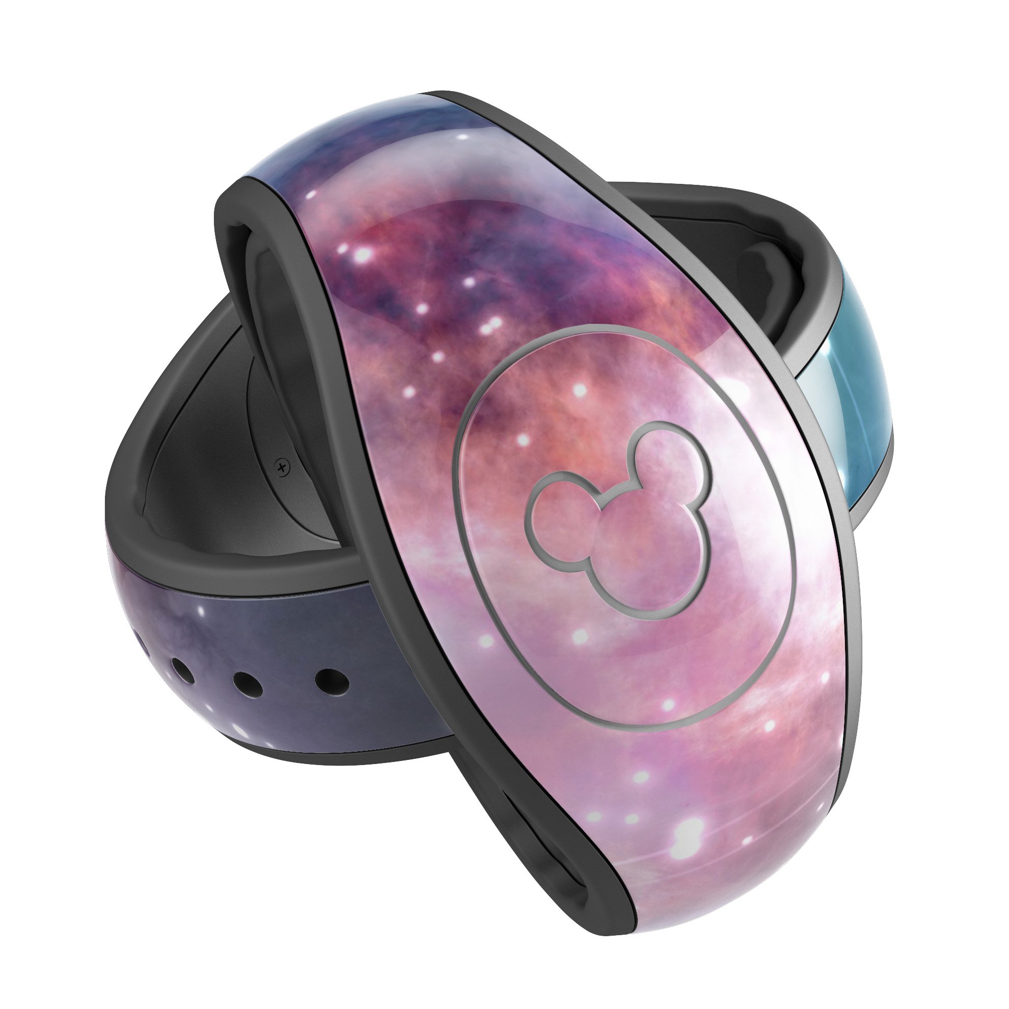 Colorful Neon Space Nebula decal skin wrap kit for Disney Magic Band, showcasing vibrant colors and intricate design.