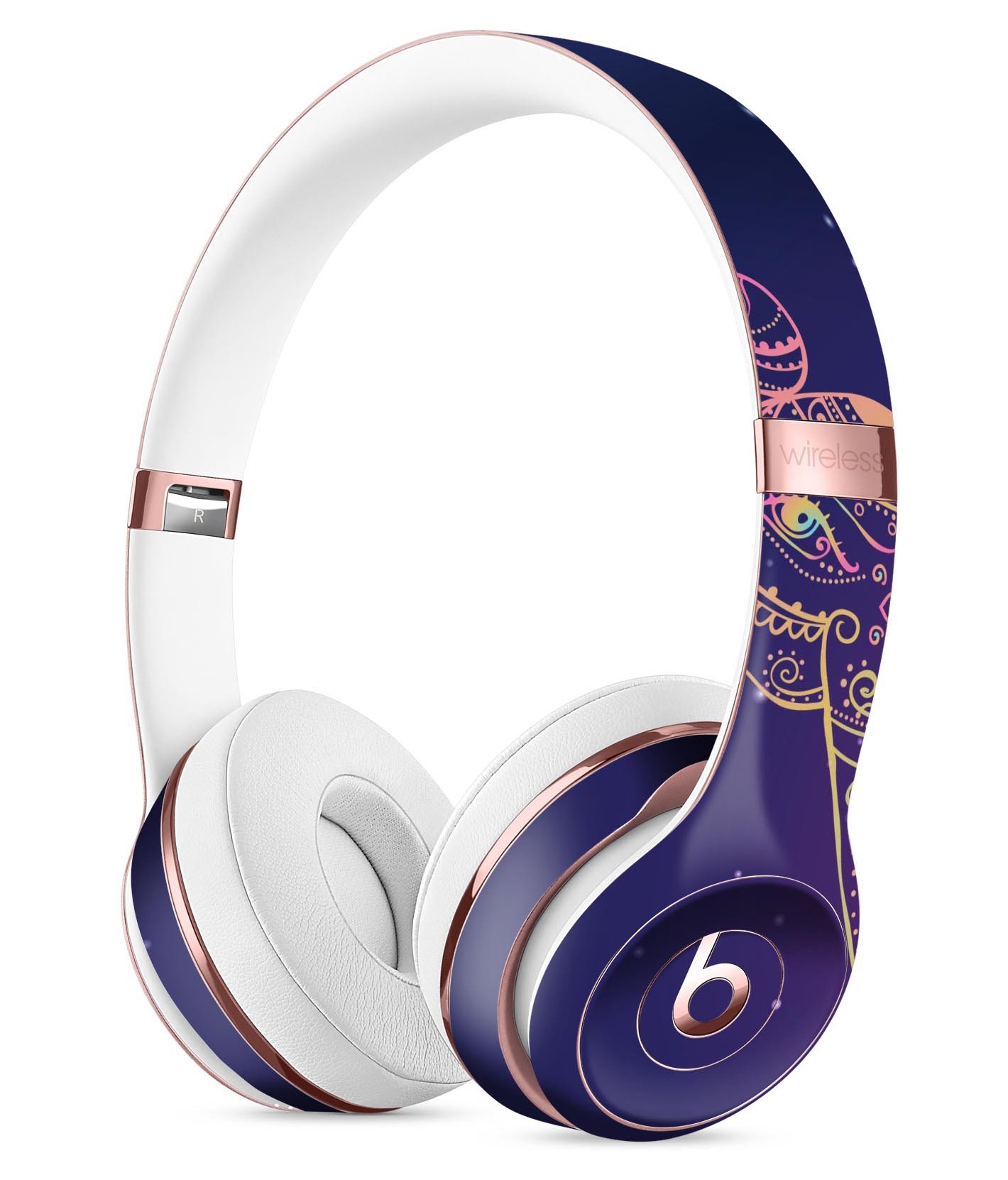 Colorful Sacred Elephant Full-Body Skin Kit for Beats by Dre Solo 3 Wireless Headphones, showcasing vibrant elephant design.