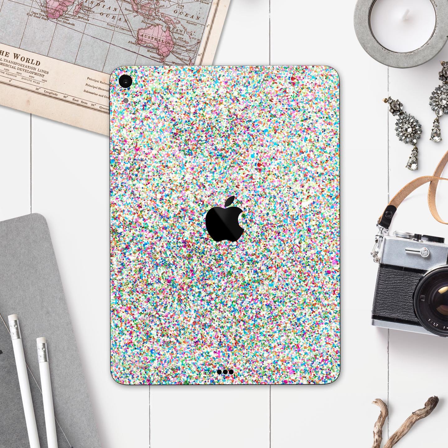 Colorful Small Sprinkles skin decal for Apple iPad Pro, showcasing vibrant colors and a sleek design.