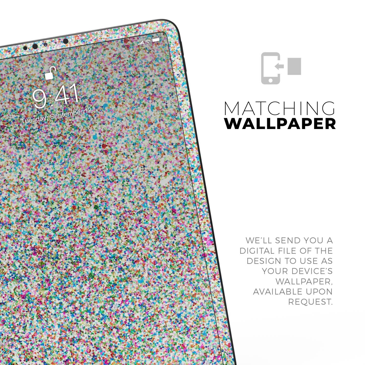 Colorful Small Sprinkles skin decal for Apple iPad Pro, showcasing vibrant colors and a sleek design.