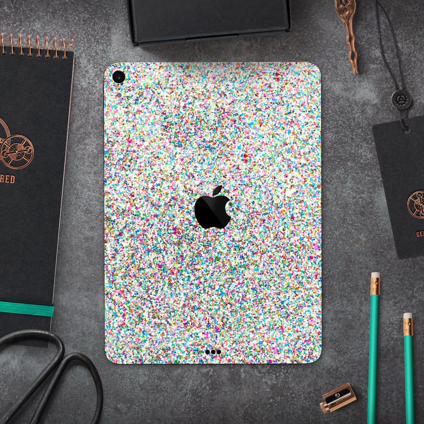 Colorful Small Sprinkles skin decal for Apple iPad Pro, showcasing vibrant colors and a sleek design.