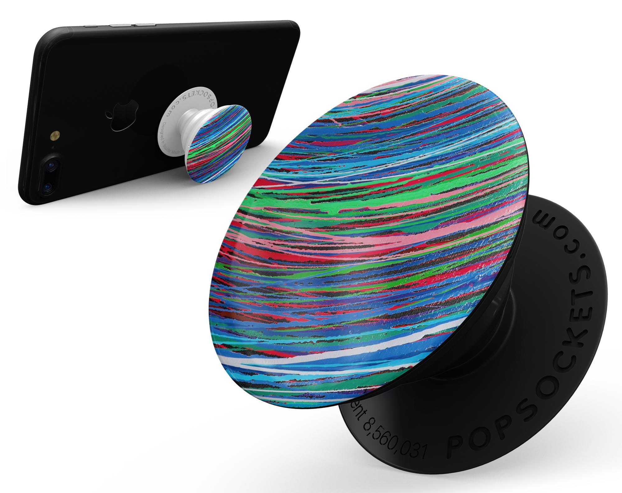 Colorful Strokes Skin Kit for PopSockets featuring vibrant designs and premium vinyl material for smartphone customization.