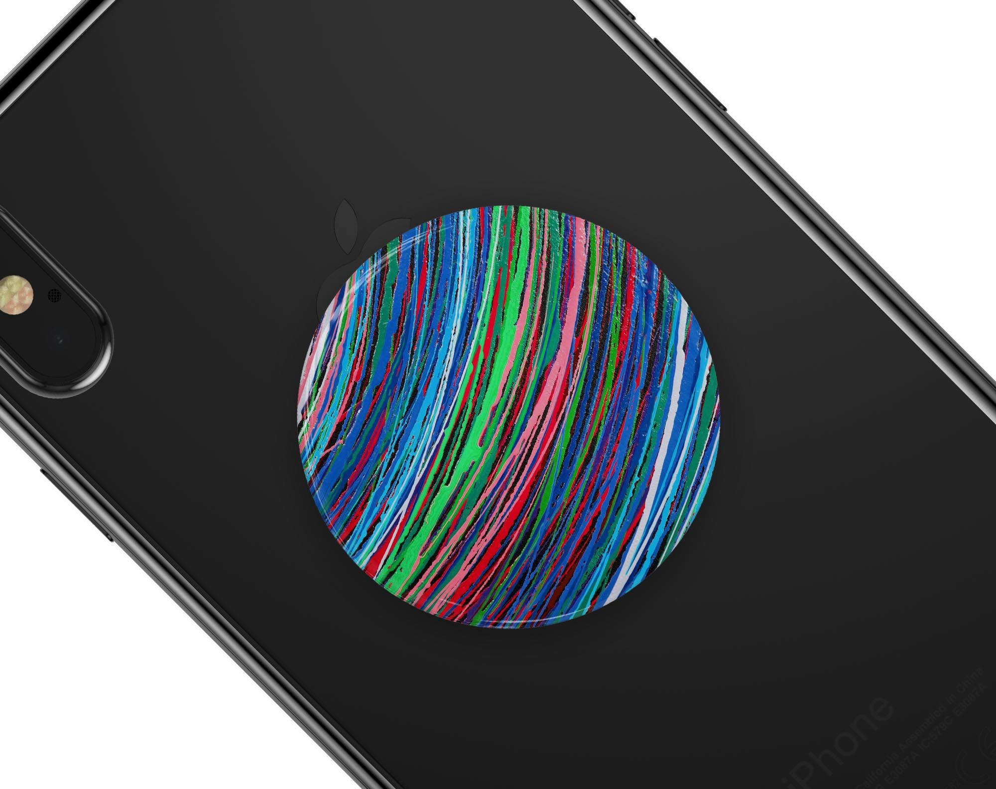 Colorful Strokes Skin Kit for PopSockets featuring vibrant designs and premium vinyl material for smartphone customization.