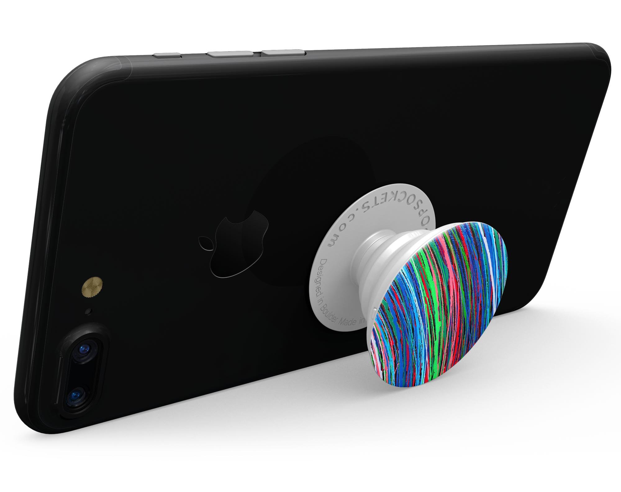 Colorful Strokes Skin Kit for PopSockets featuring vibrant designs and premium vinyl material for smartphone customization.