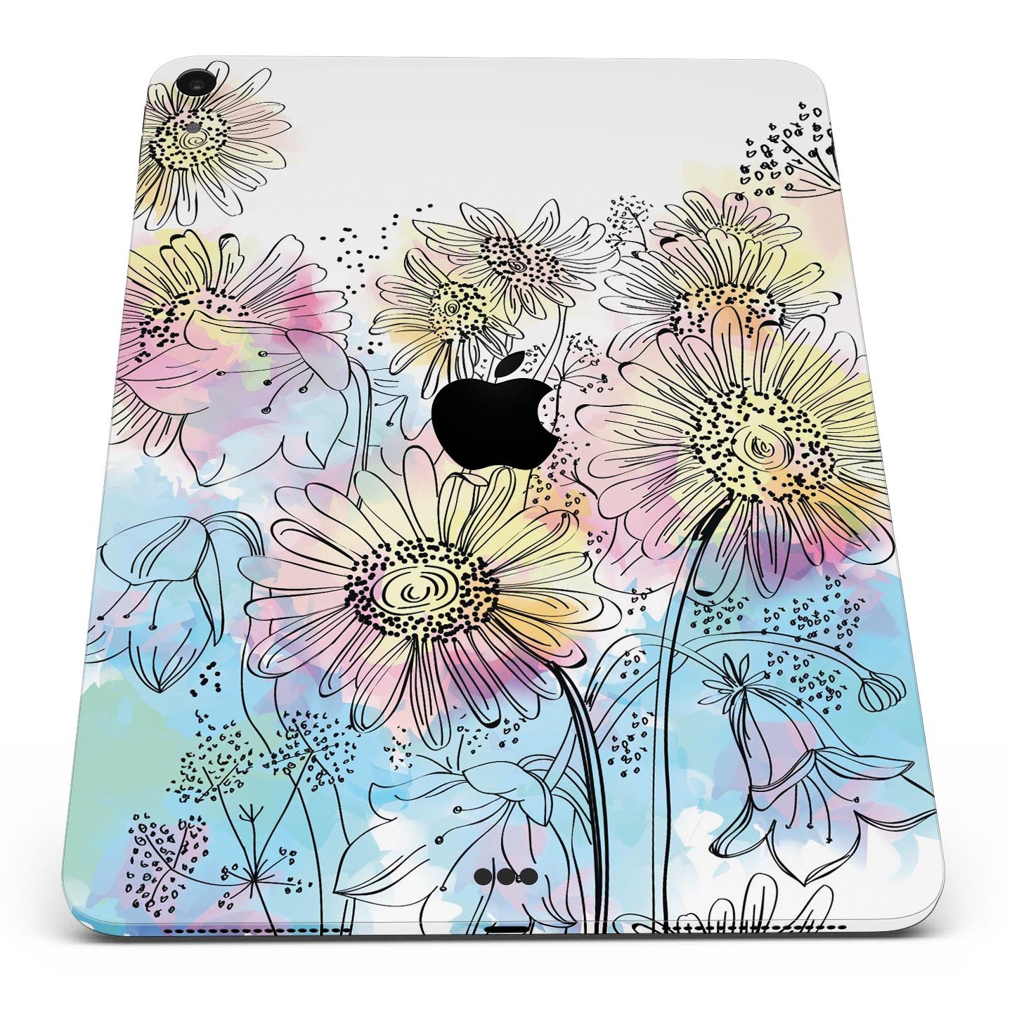 Colorful WaterColor Floral skin decal for Apple iPad, showcasing vibrant floral patterns on a sleek design.