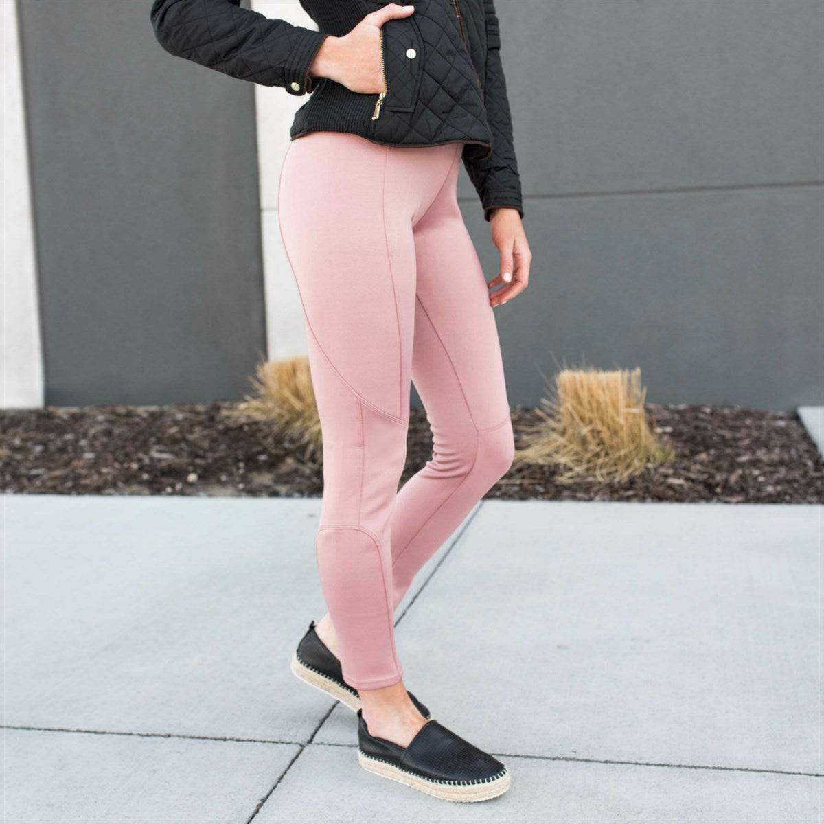 A pair of Comfy Thick Athleisure Leggings in a stylish design, showcasing their thick material and pull-on closure.