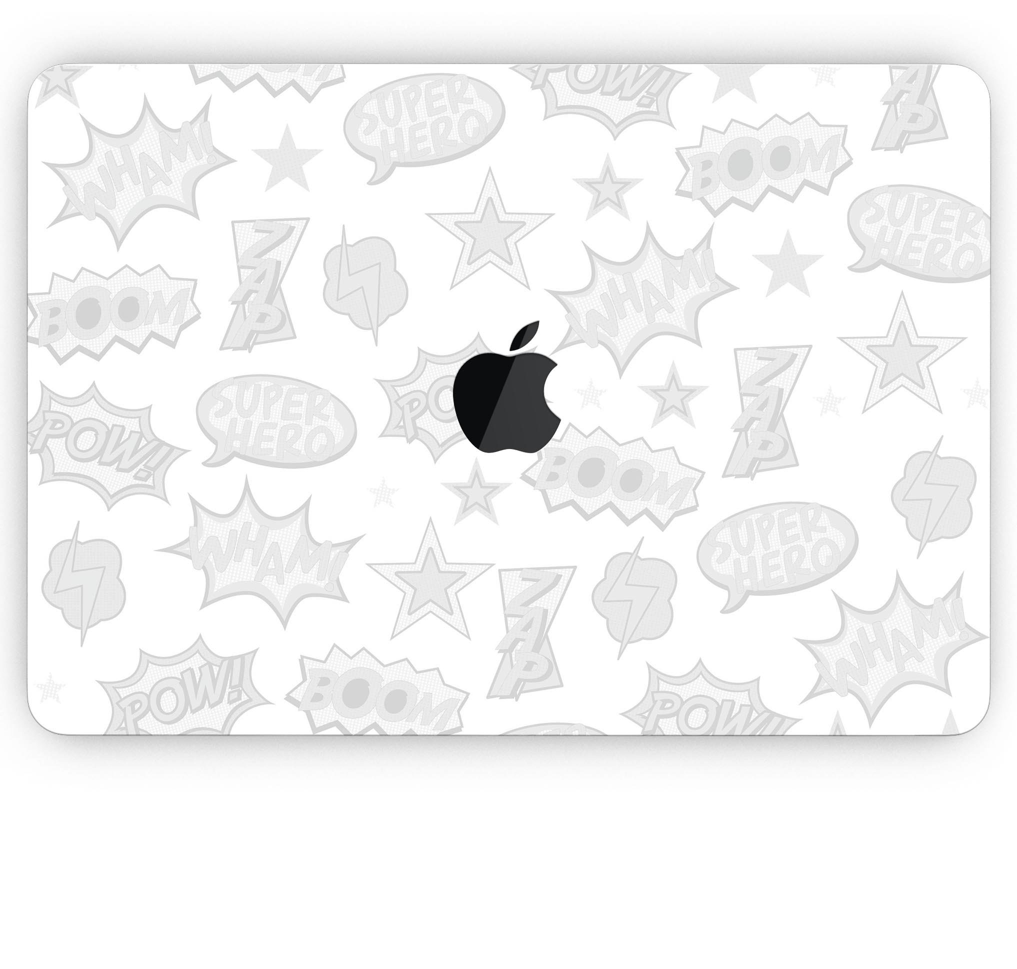 Stylish Comic Series vinyl skin on a MacBook Pro, showcasing vibrant comic book designs.
