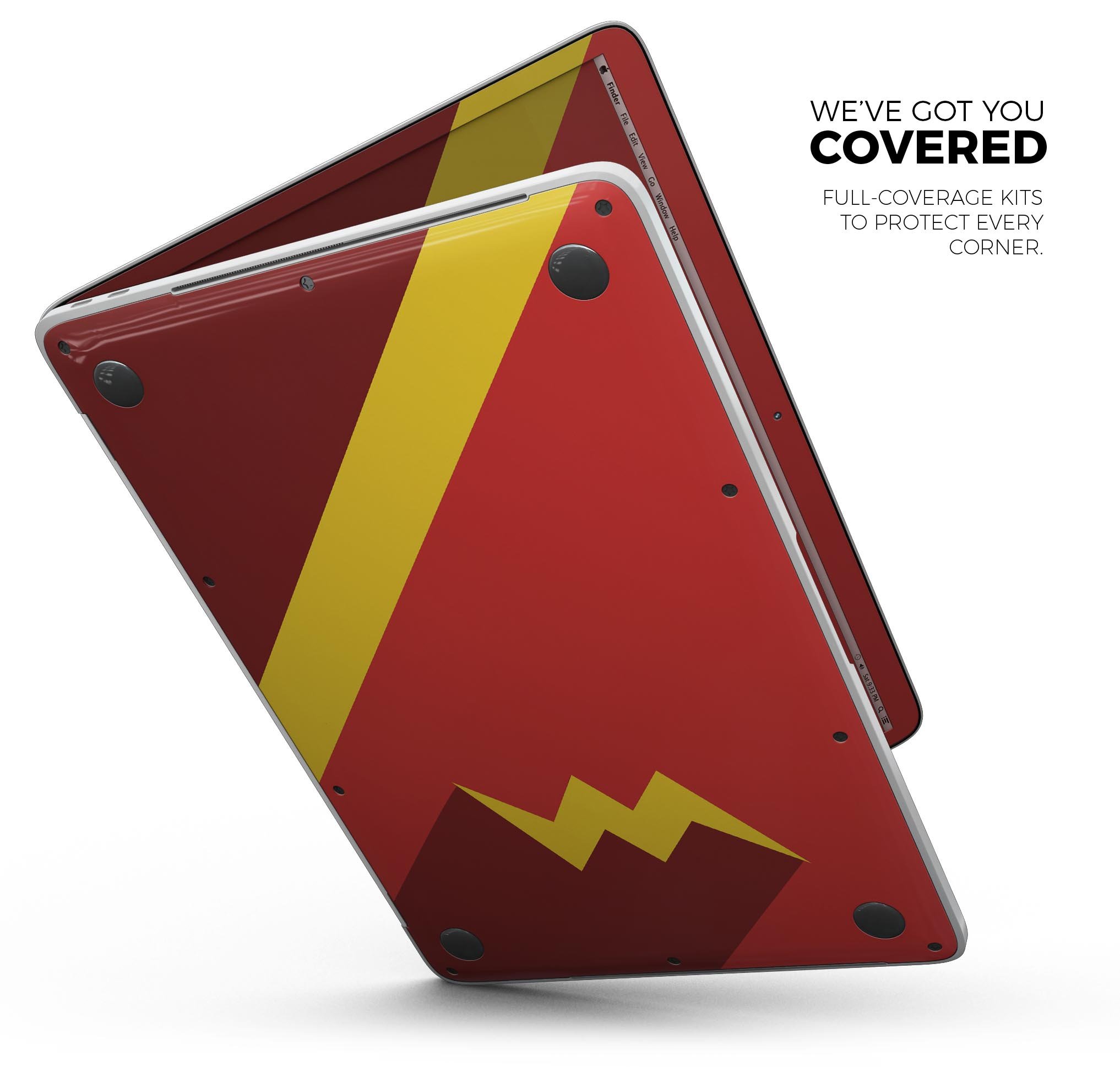 Dark Super Hero Wars 9 skin for MacBook Pro, showcasing vibrant colors and a sleek design that protects against scratches.