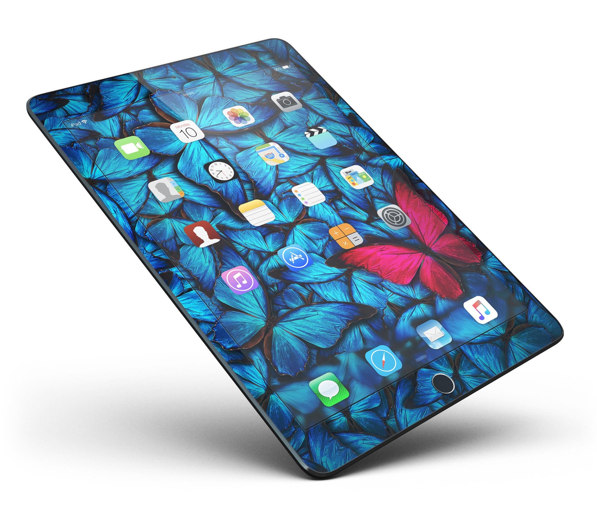 Contrasting Butterfly Full Body Skin for iPad Pro, showcasing vibrant colors and a sleek design, available in glossy and matte finishes.