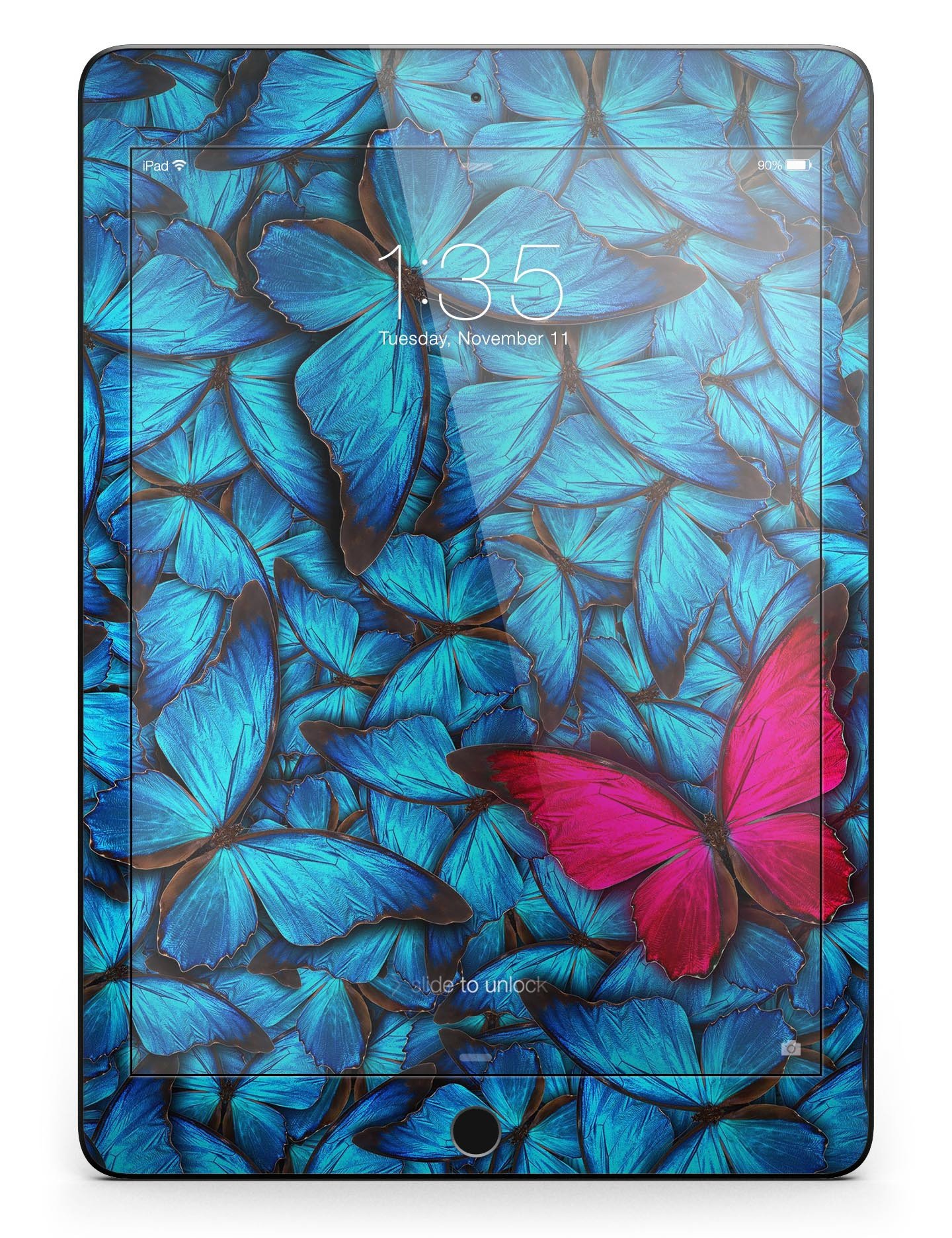 Contrasting Butterfly Full Body Skin for iPad Pro, showcasing vibrant colors and a sleek design, available in glossy and matte finishes.