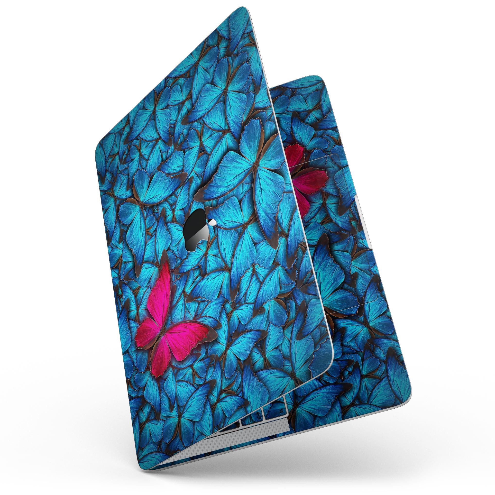 Contrasting Butterfly skin kit for MacBook Pro with Touch Bar, showcasing vibrant design and premium vinyl material.