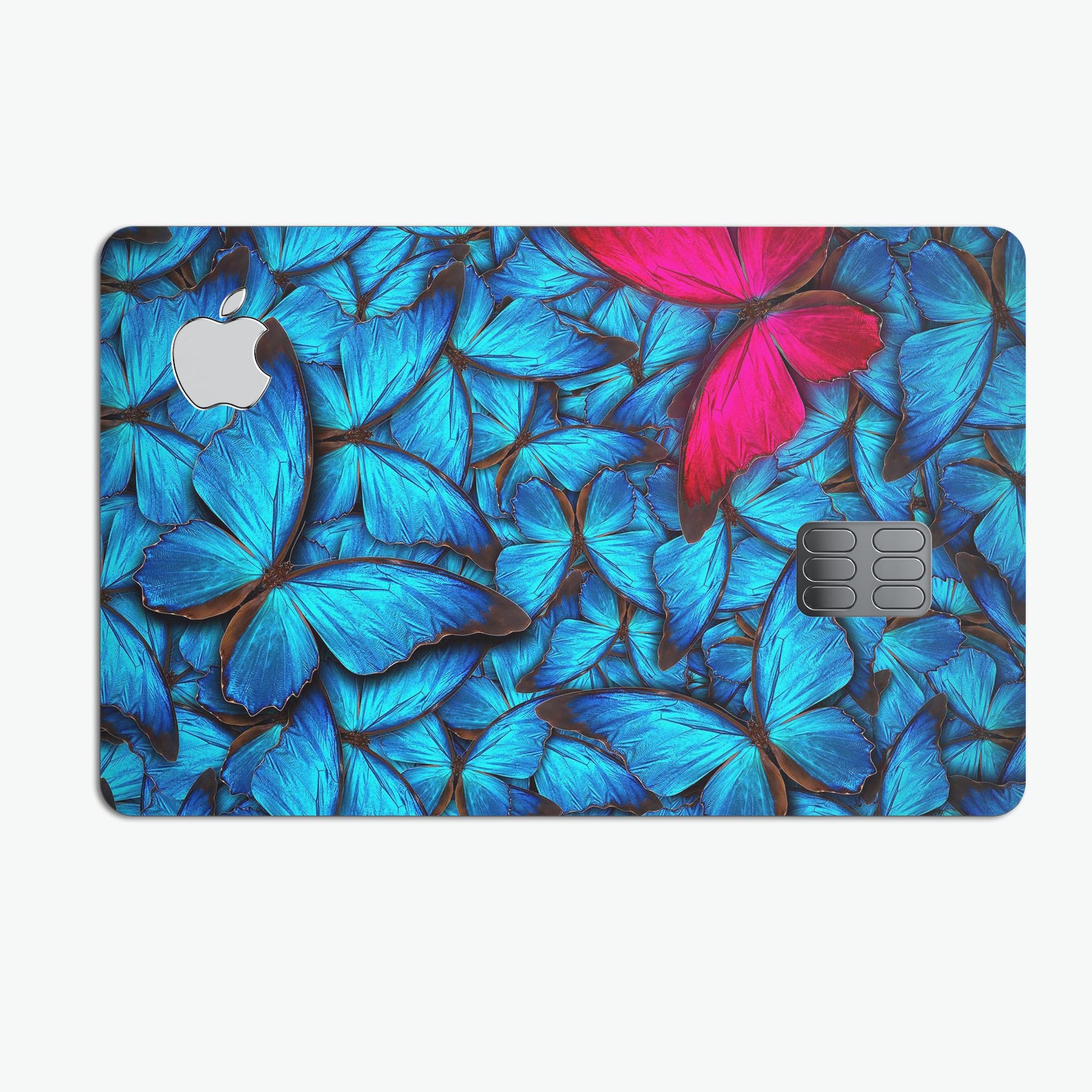 Contrasting Butterfly Premium Protective Decal Skin-Kit for Apple Card, showcasing its vibrant design and protective features.