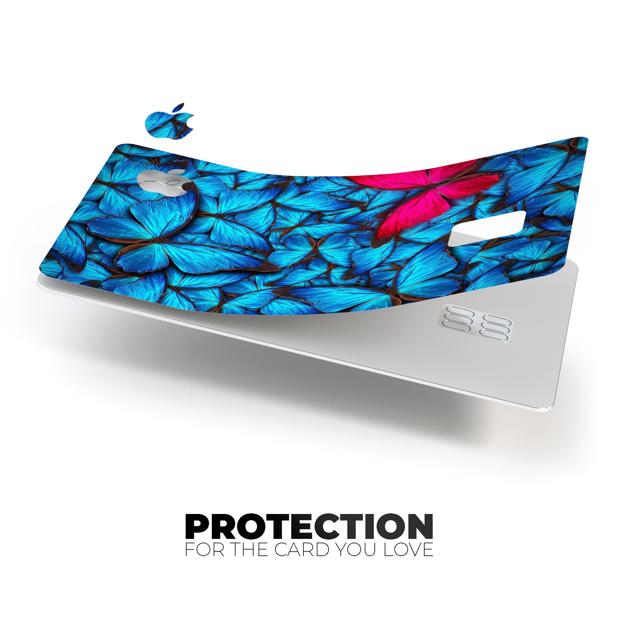 Contrasting Butterfly Premium Protective Decal Skin-Kit for Apple Card, showcasing its vibrant design and protective features.