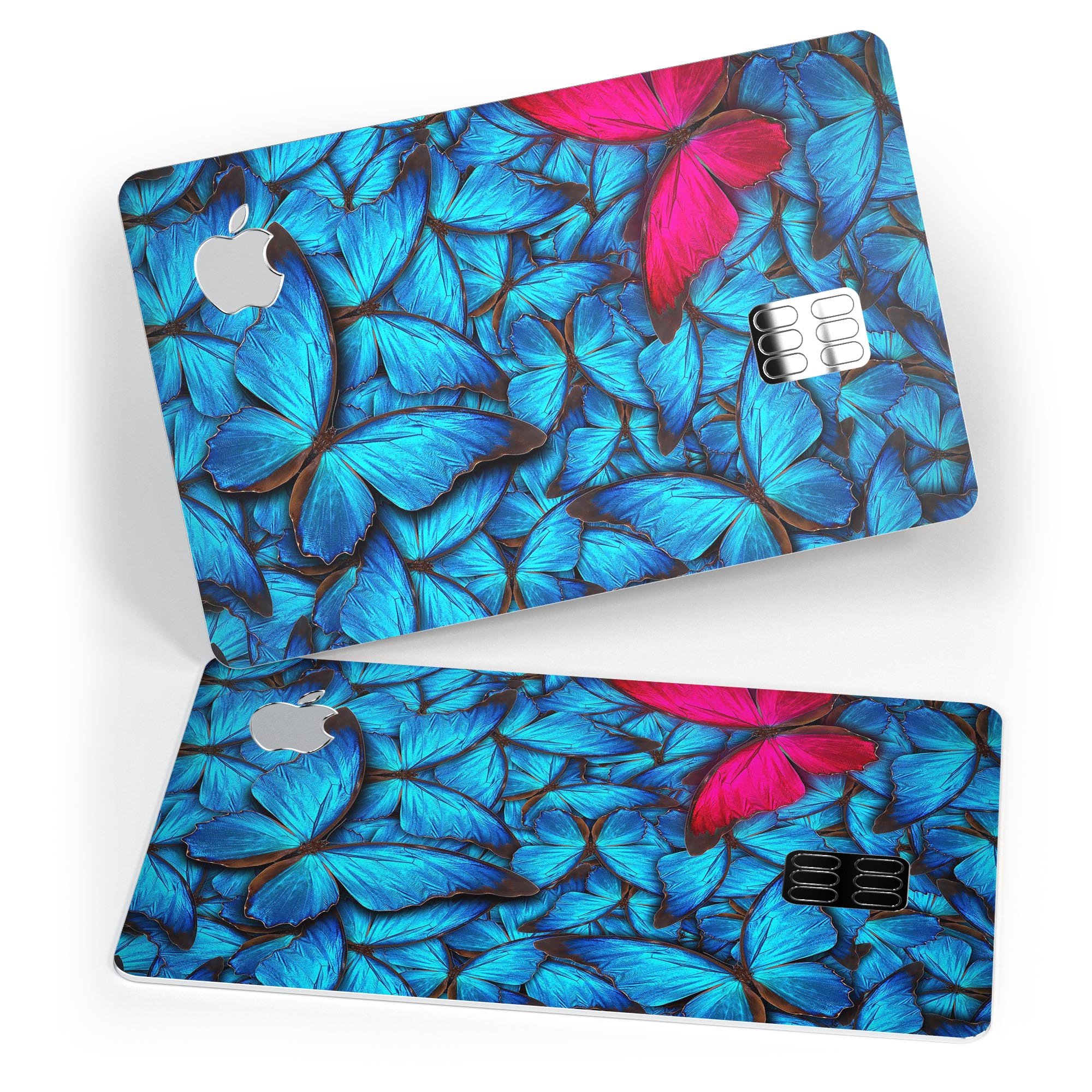 Contrasting Butterfly Premium Protective Decal Skin-Kit for Apple Card, showcasing its vibrant design and protective features.