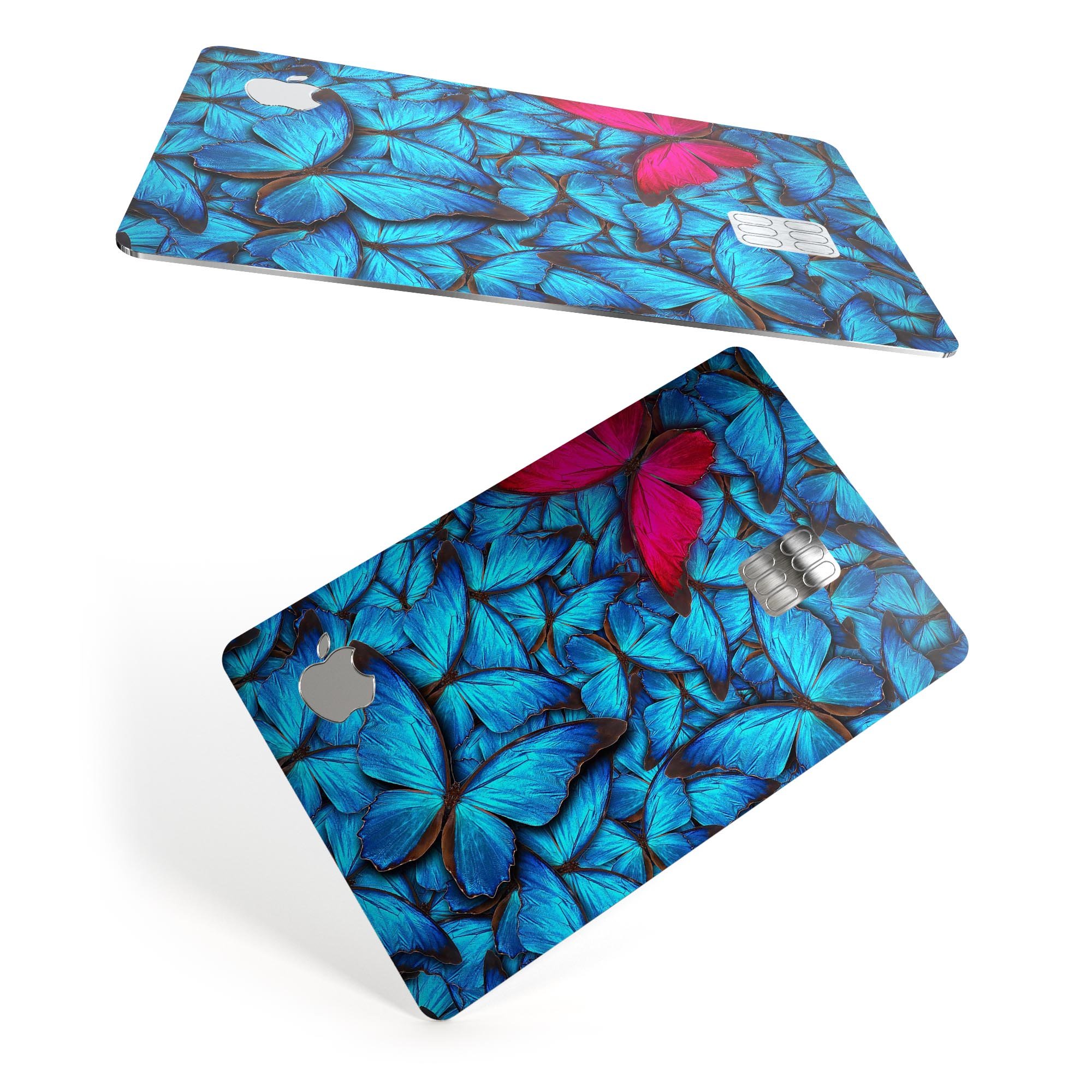 Contrasting Butterfly Premium Protective Decal Skin-Kit for Apple Card, showcasing its vibrant design and protective features.
