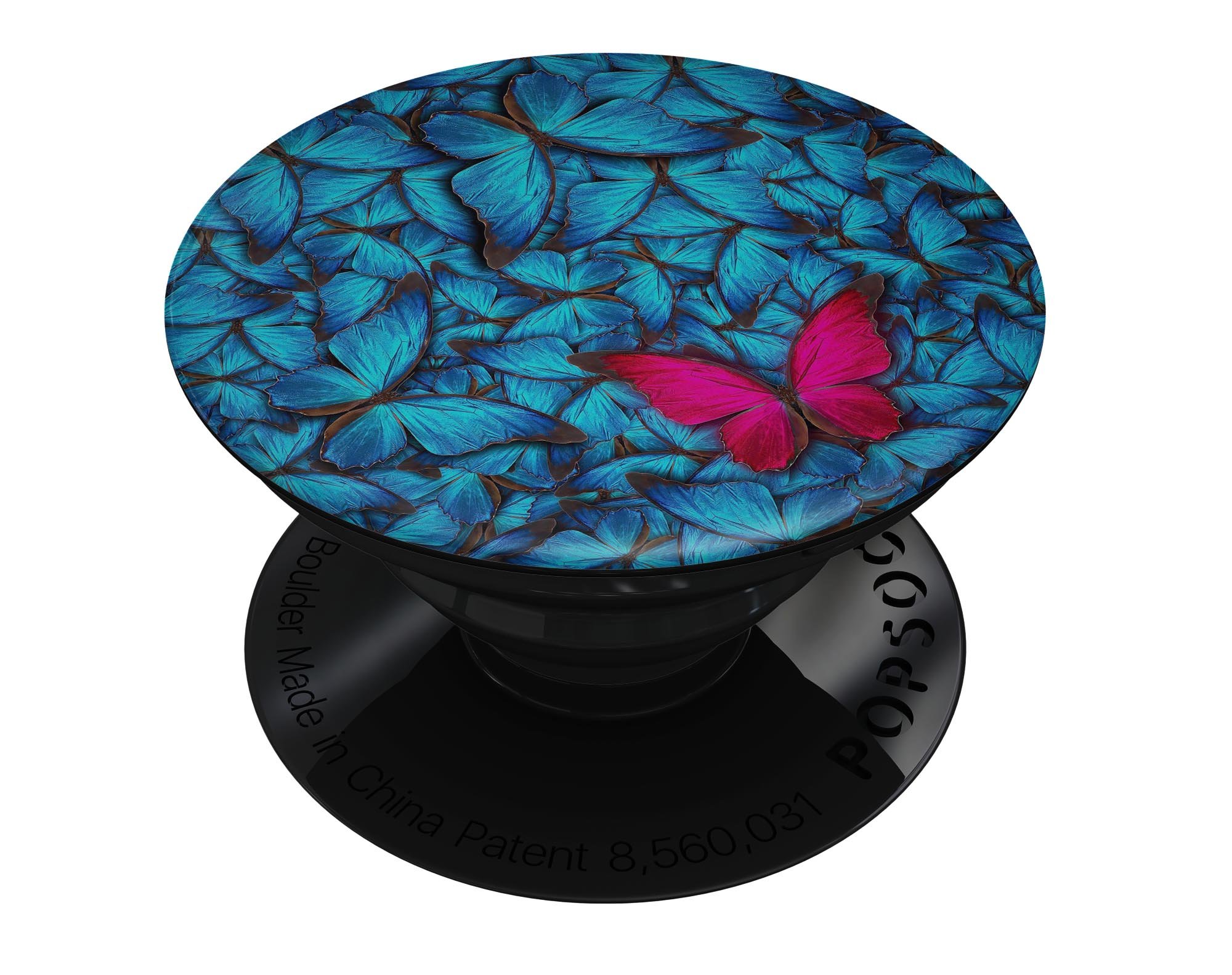 Contrasting Butterfly Skin Kit for PopSockets, showcasing vibrant butterfly design on premium vinyl material.