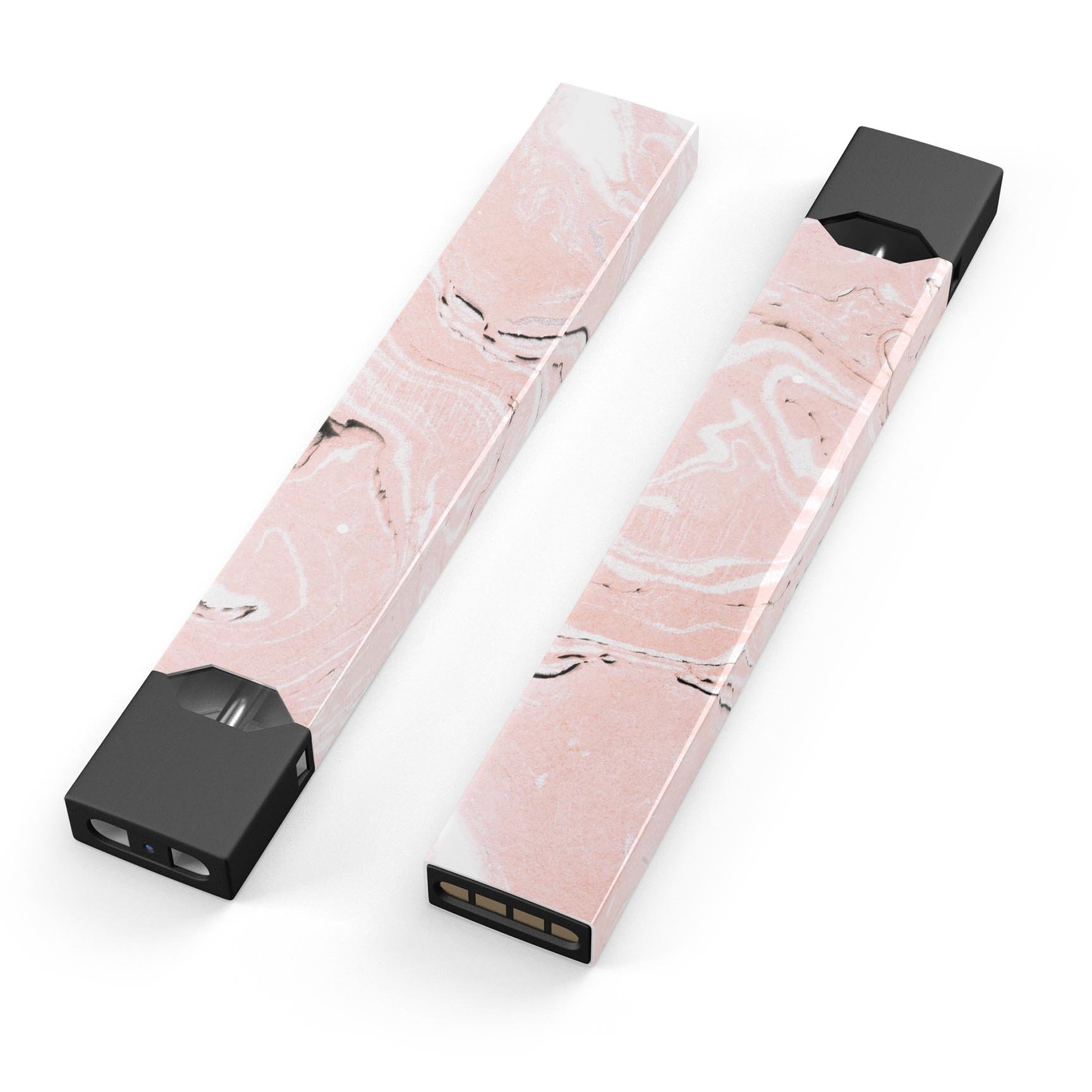 Coral 19 Textured Marble skin-wrap sticker for JUUL vaping device, showcasing vibrant coral marble design and precision cut.