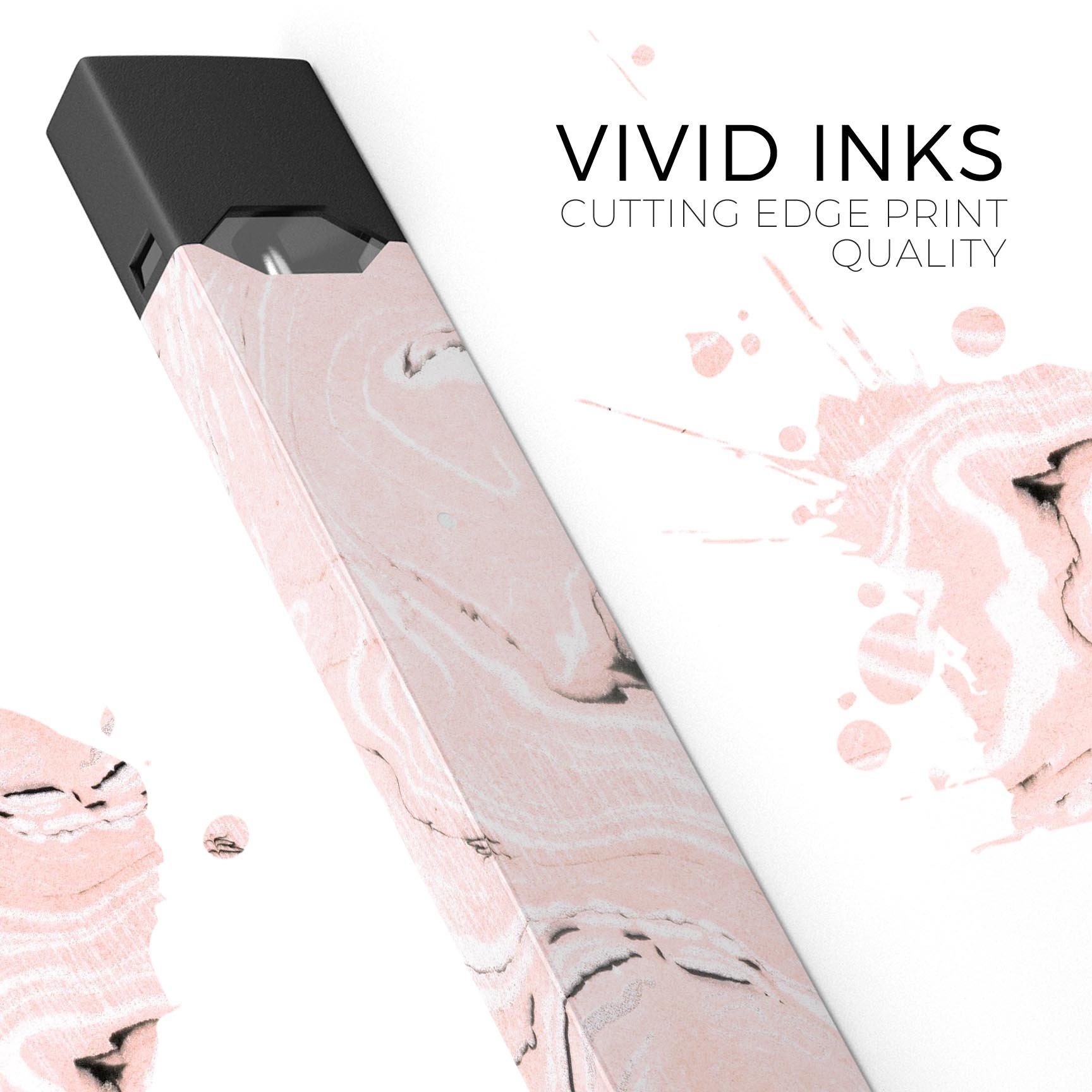Coral 19 Textured Marble skin-wrap sticker for JUUL vaping device, showcasing vibrant coral marble design and precision cut.