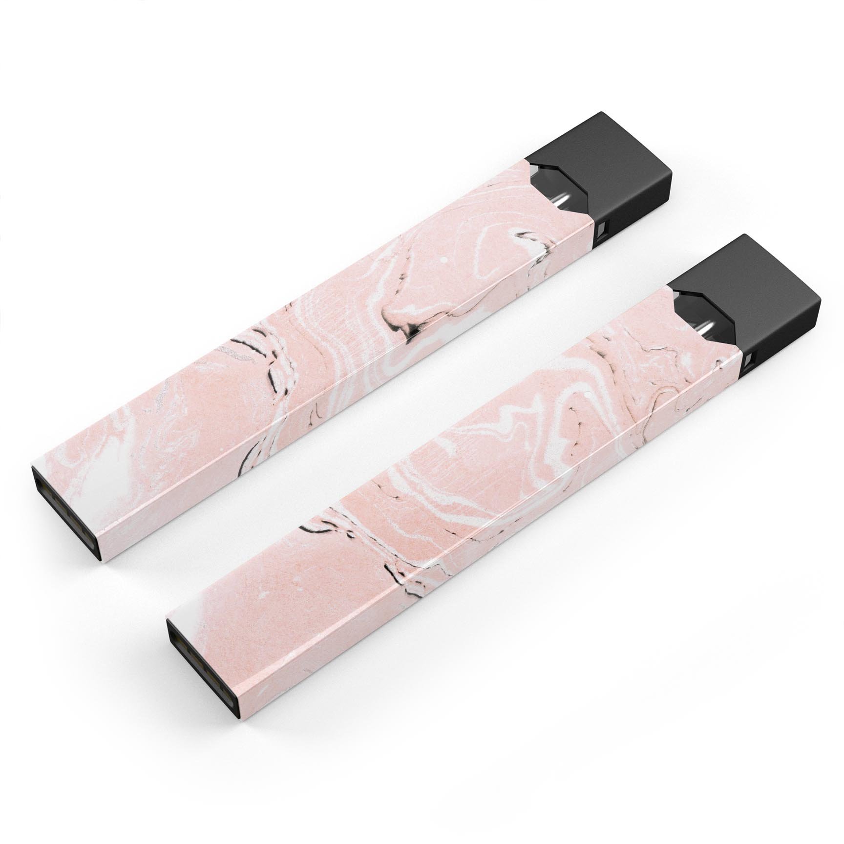 Coral 19 Textured Marble skin-wrap sticker for JUUL vaping device, showcasing vibrant coral marble design and precision cut.