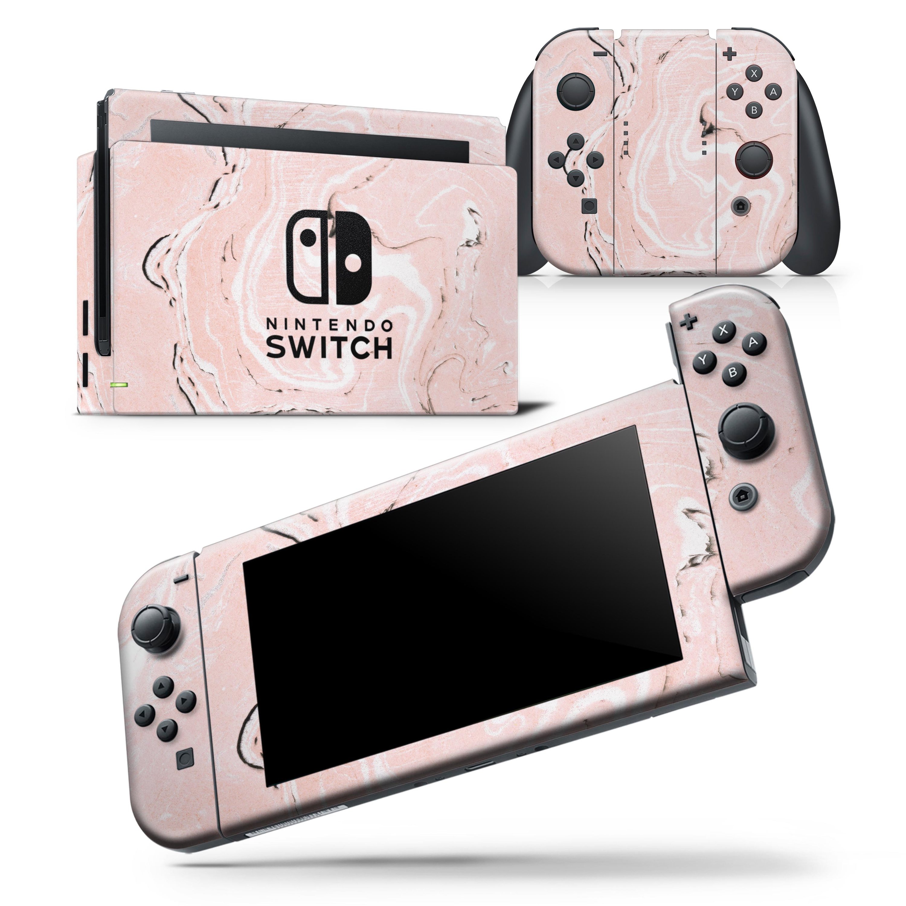 Coral 19 Textured Marble skin wrap decal for Nintendo Switch Lite, showcasing a stylish design and premium vinyl material.