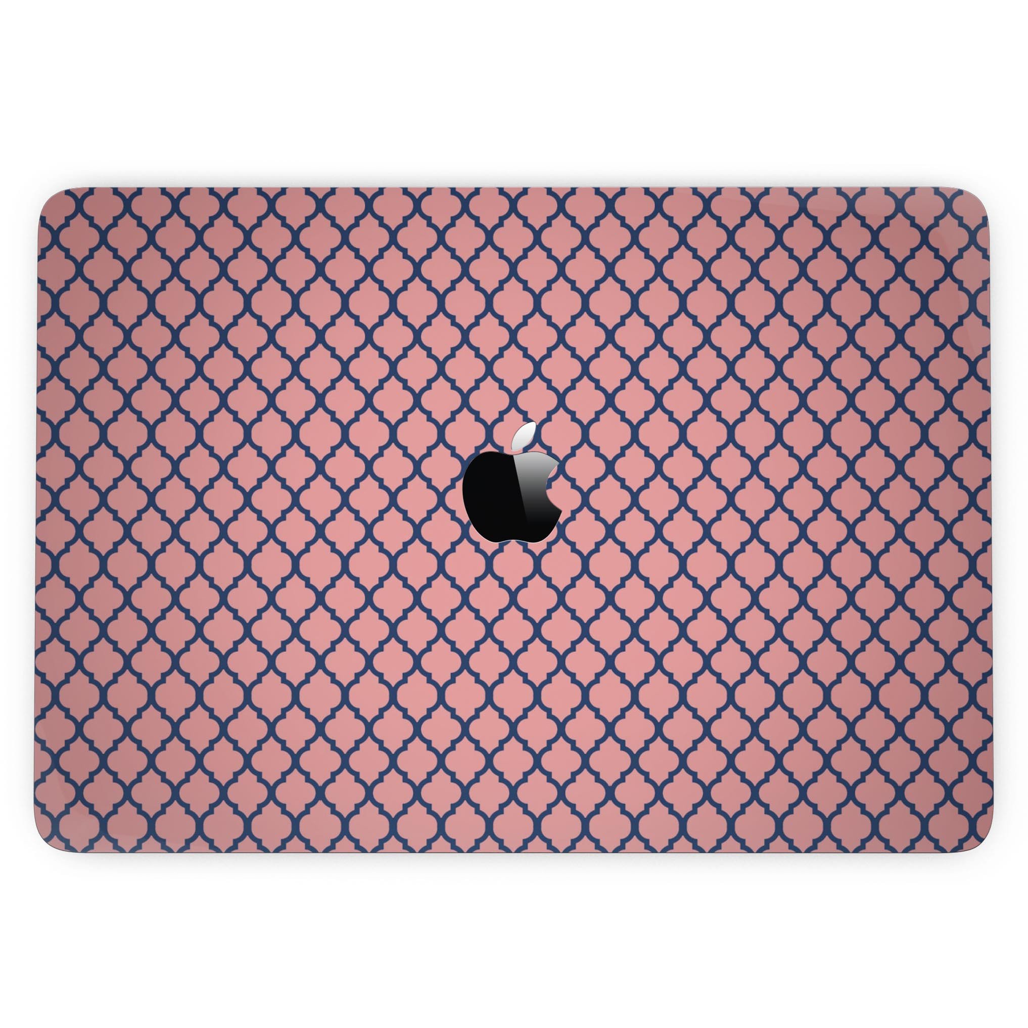 Coral and Moroccan Pattern skin for 13" MacBook Pro without Touch Bar, showcasing vibrant colors and intricate design.
