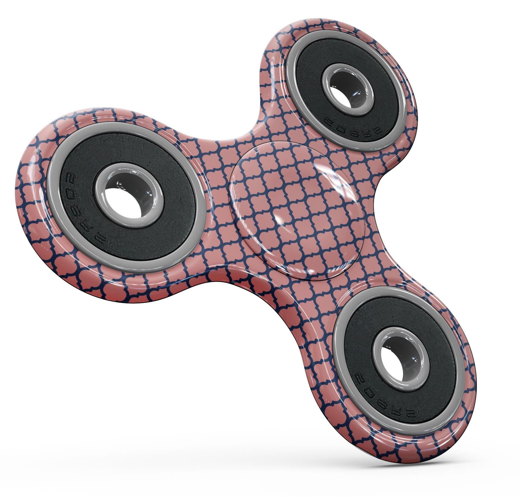 Coral and Moroccan patterned full-body skin kit for fidget spinners, showcasing vibrant colors and intricate designs.