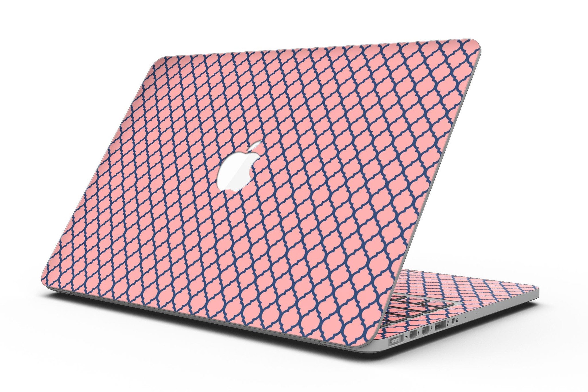 Coral and Moroccan Pattern skin for MacBook Pro with Retina Display, showcasing vibrant colors and intricate design.