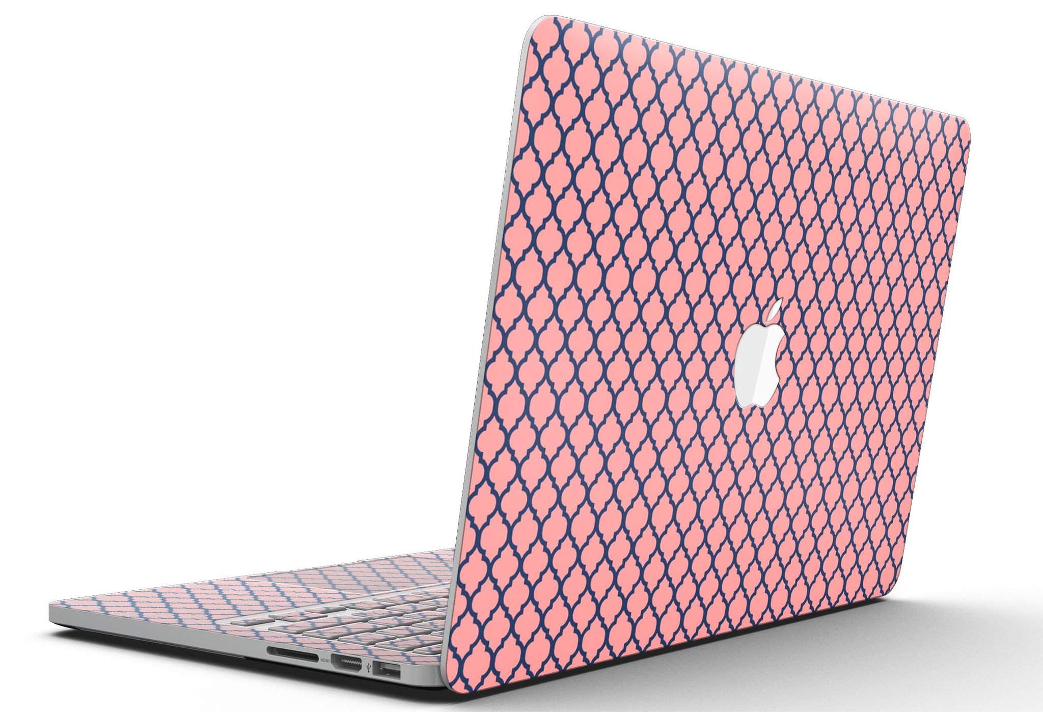 Coral and Moroccan Pattern skin for MacBook Pro with Retina Display, showcasing vibrant colors and intricate design.