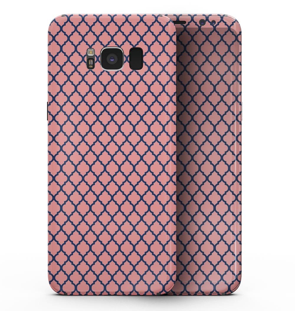 Coral and Moroccan Pattern Full-Body Skin Kit for Samsung Galaxy S8, showcasing vibrant colors and intricate designs.