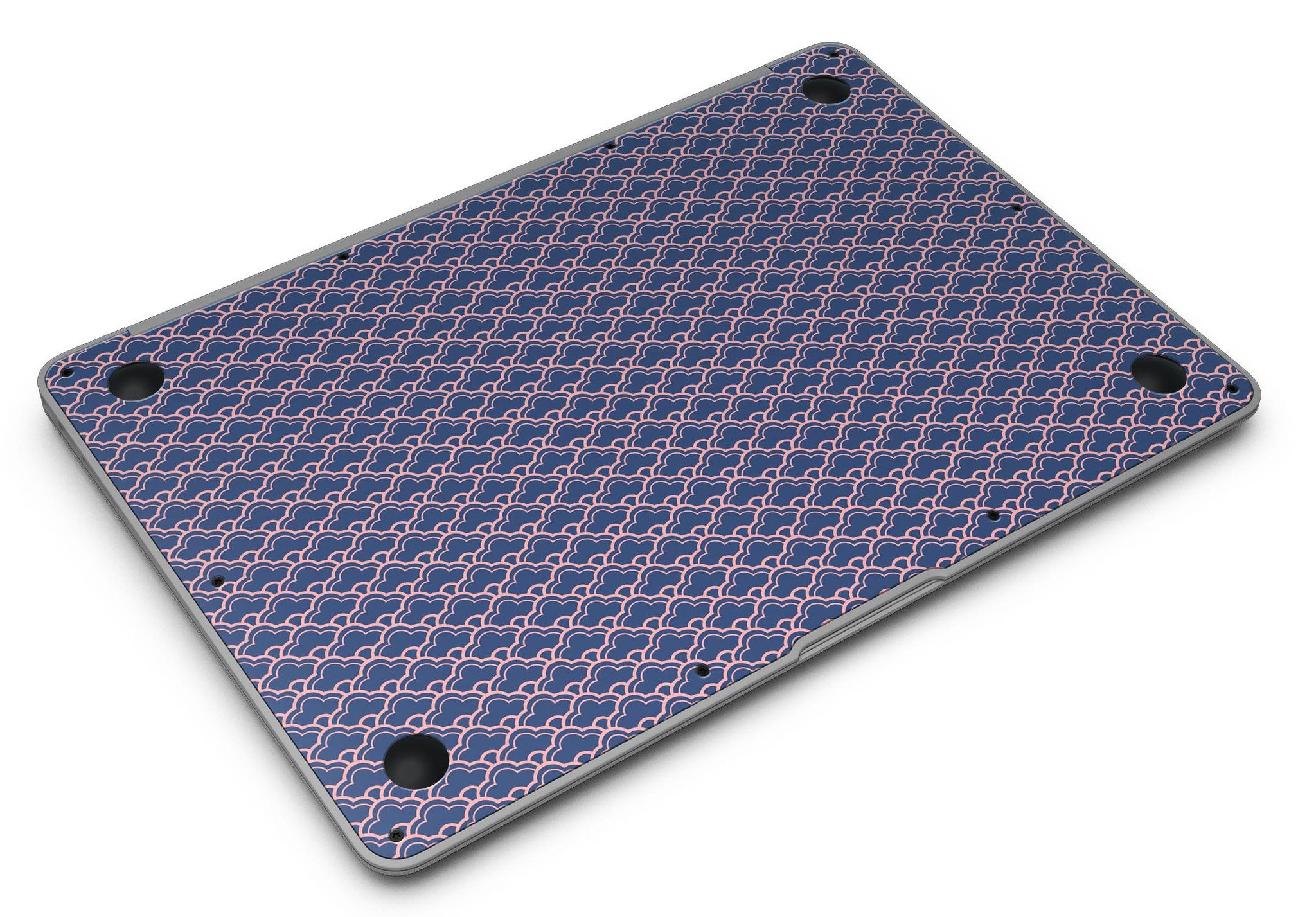 Coral and Navy Micro Cloud Pattern skin applied to a MacBook Air, showcasing its vibrant design and sleek fit.