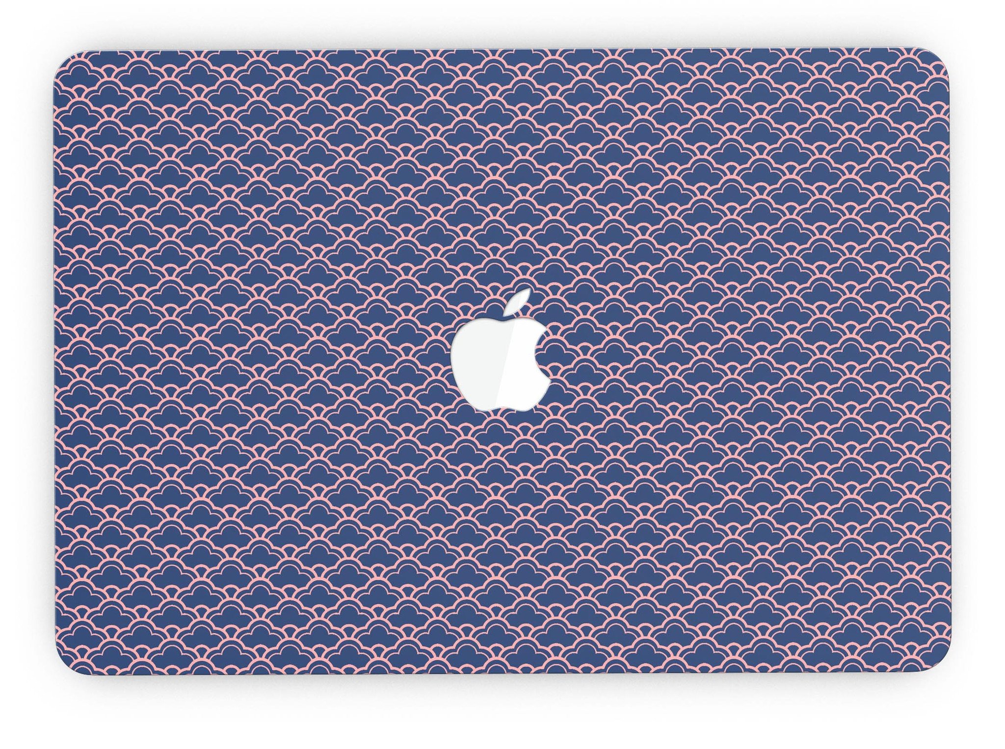 Coral and Navy Micro Cloud Pattern skin for MacBook Pro with Retina Display, showcasing vibrant colors and a sleek design.