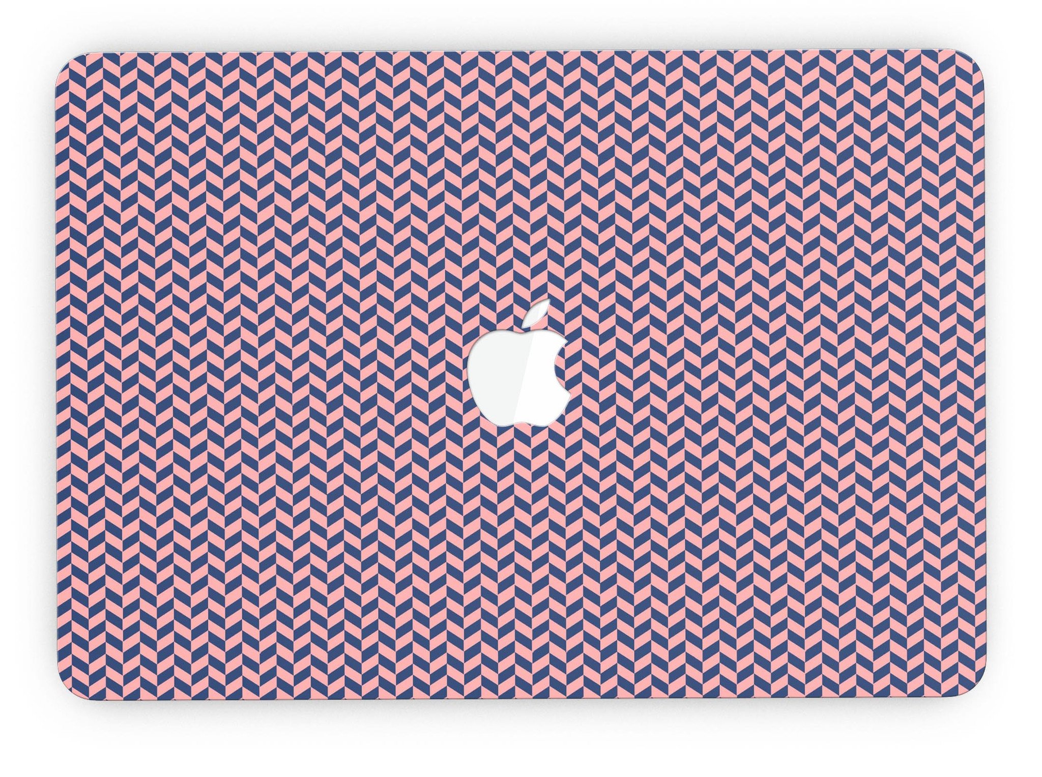 Coral and navy micro woven pattern skin for MacBook Pro with Retina Display, showcasing a stylish design that protects the device.