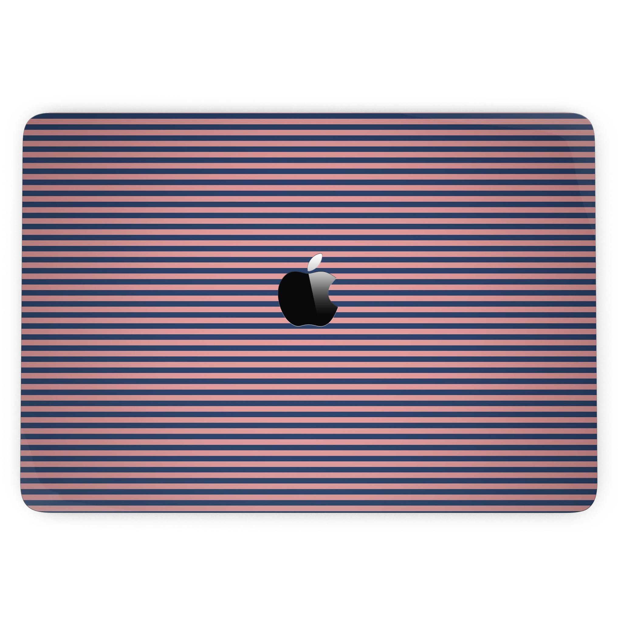Coral and Nay Horizontal Lines skin for 13" MacBook Pro without Touch Bar, showcasing vibrant colors and sleek design.