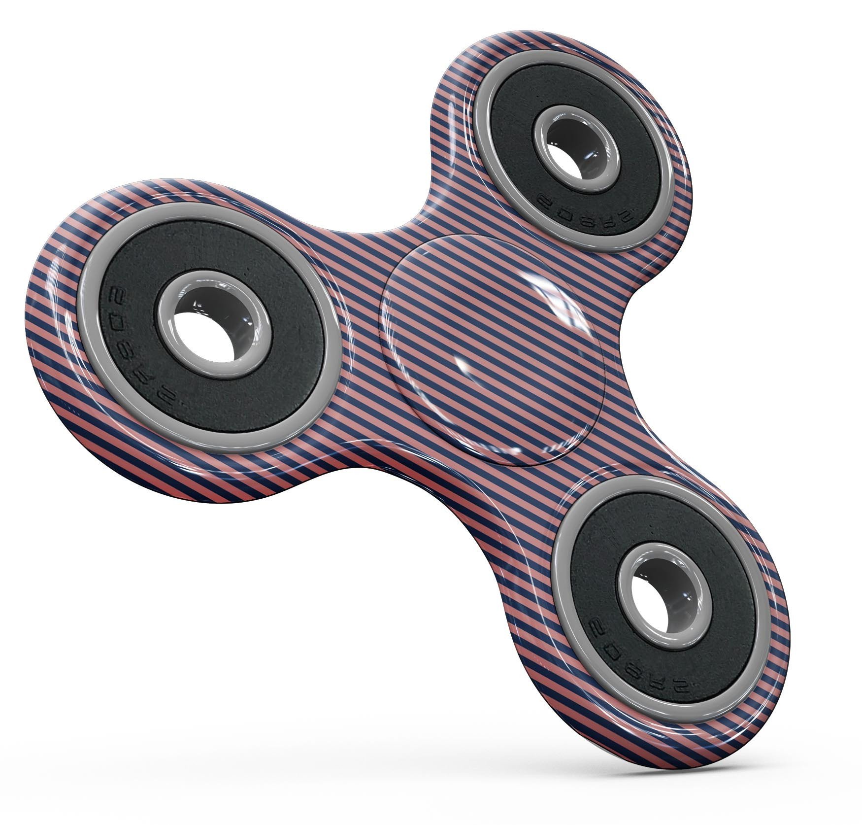 Coral and Nay Horizontal Lines Full-Body Skin-Kit for fidget spinner, showcasing vibrant colors and a sleek design.
