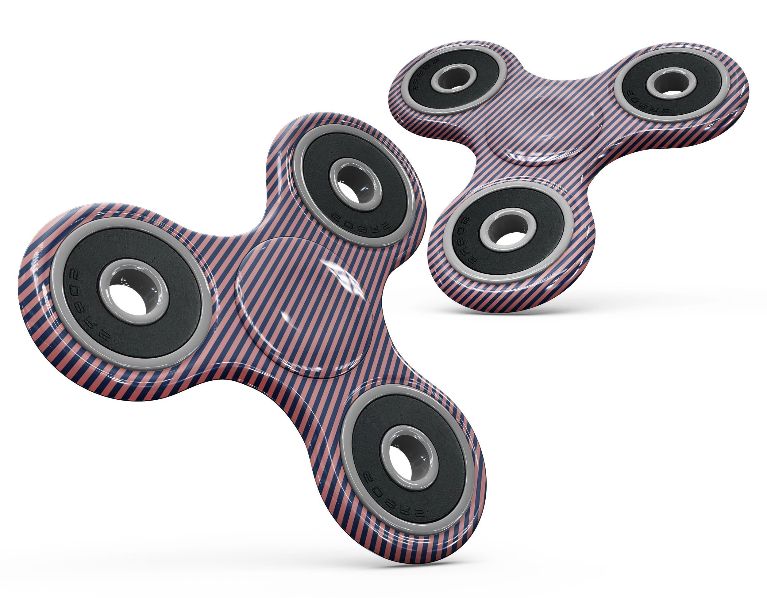 Coral and Nay Horizontal Lines Full-Body Skin-Kit for fidget spinner, showcasing vibrant colors and a sleek design.