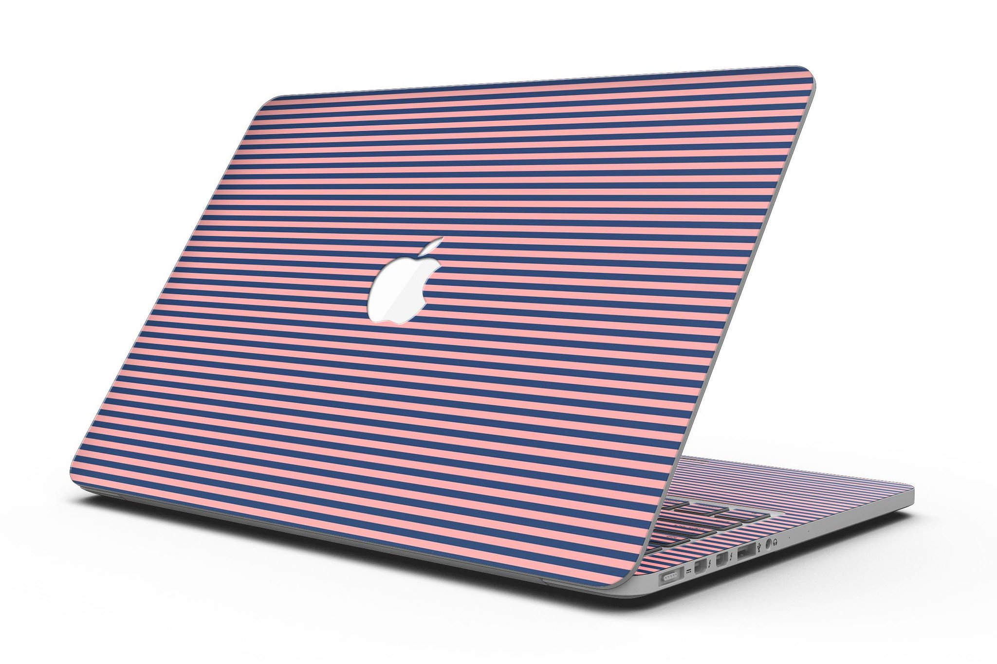 Coral and Nay Horizontal Lines skin for MacBook Pro with Retina Display, showcasing vibrant colors and sleek design.
