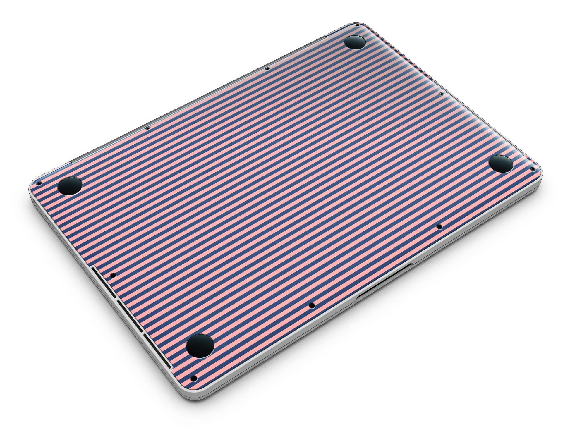 Coral and Nay Horizontal Lines skin for MacBook Pro with Retina Display, showcasing vibrant colors and sleek design.